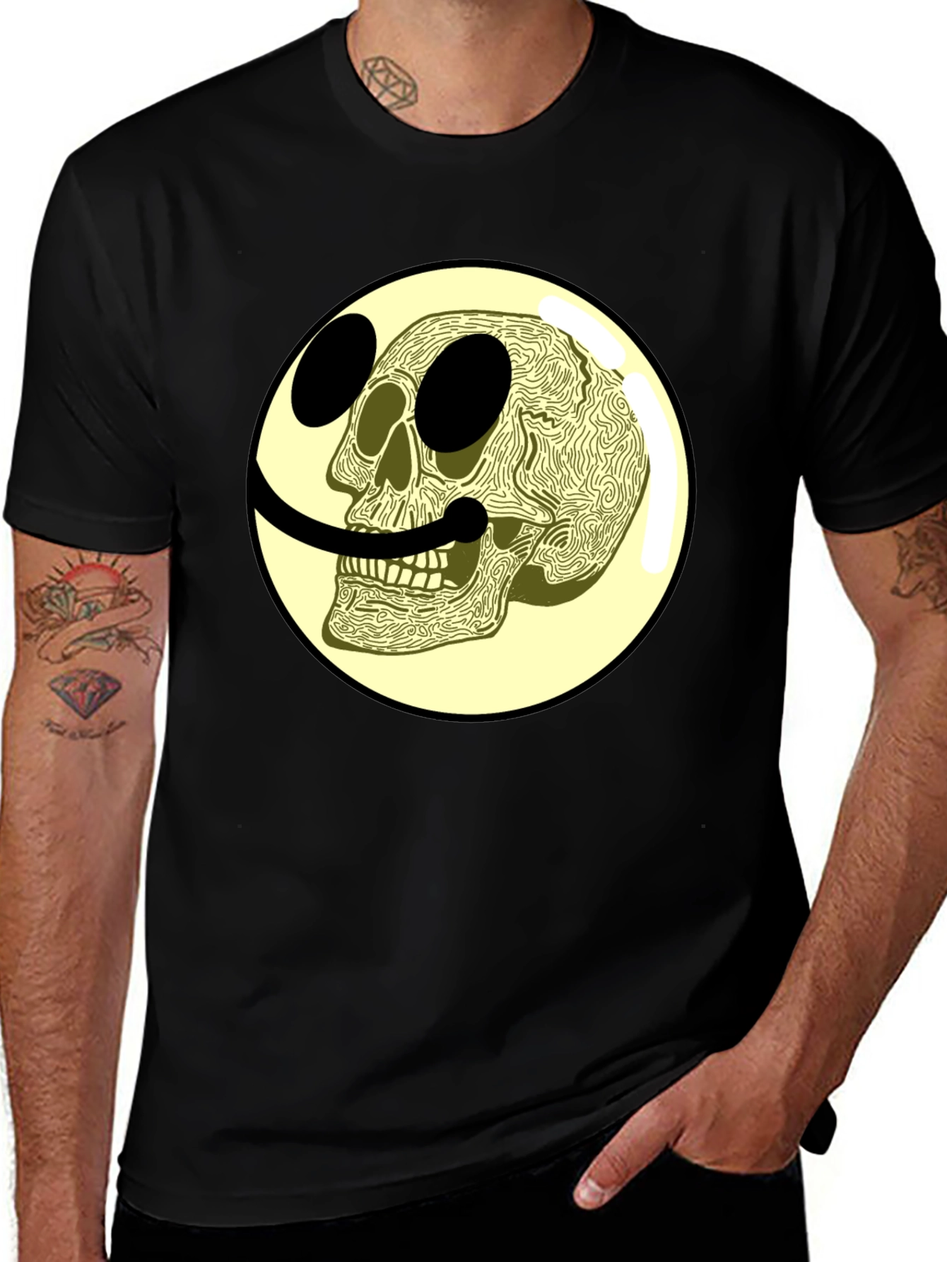 Variant 18 of Skull Smiley Face Graphic Tee