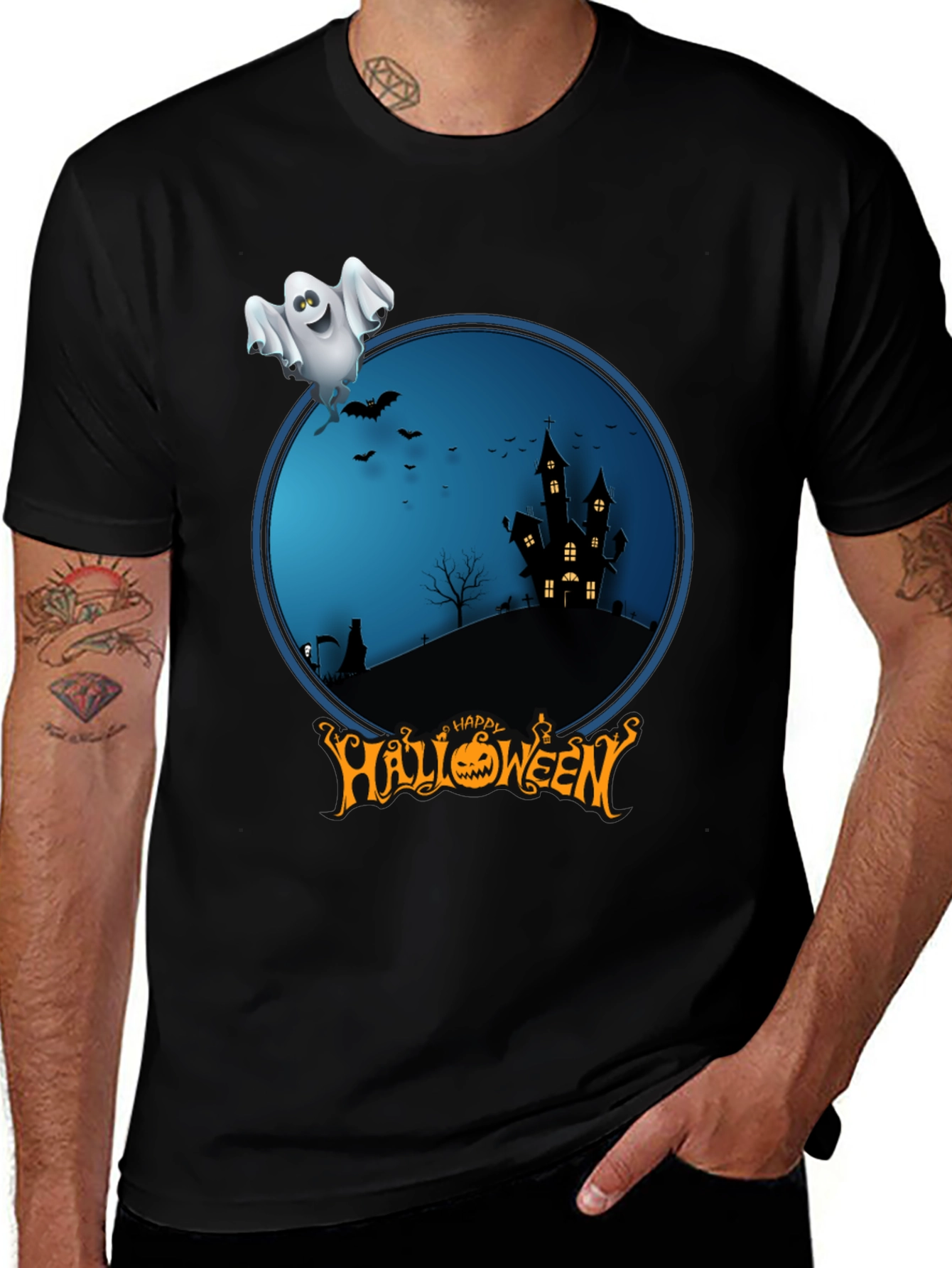 Variant 30 of Happy Halloween Ghost Graphic Tee