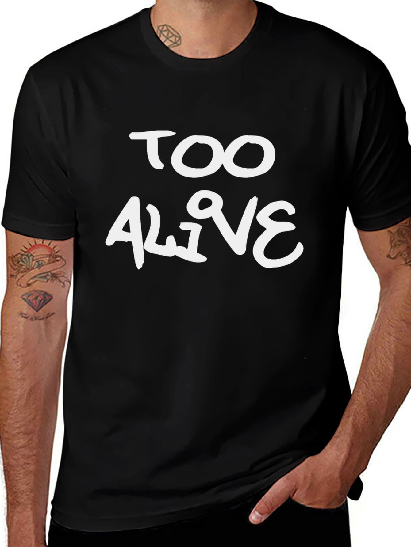 Variant 27 of Too Alive Graphic Tee - Trendy Black Cotton T-Shirt