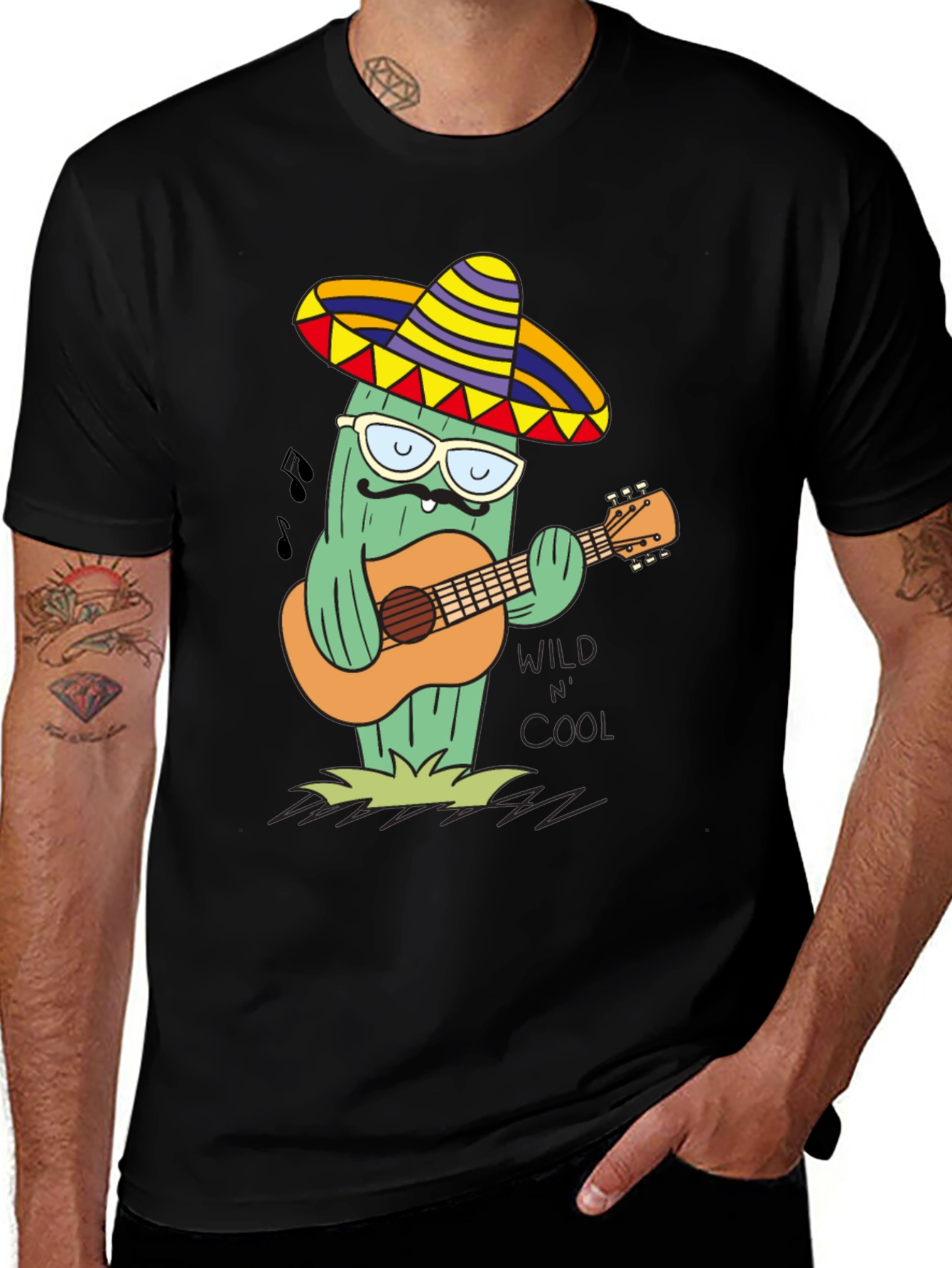 Variant 13 of Cool Cactus Guitarist T-Shirt - Wild & Cool