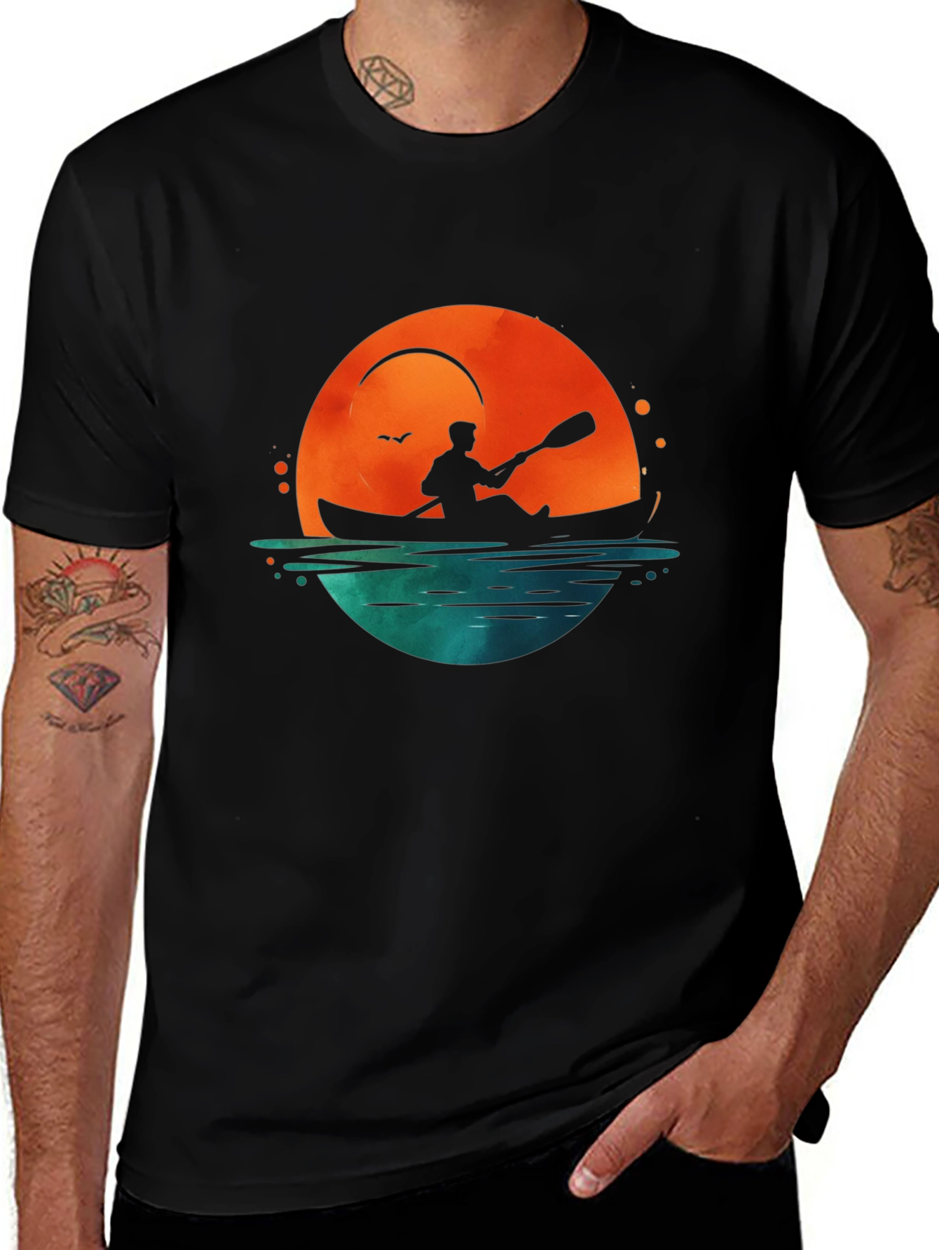 Variant 27 of Kayak Sunset Graphic Tee - Black