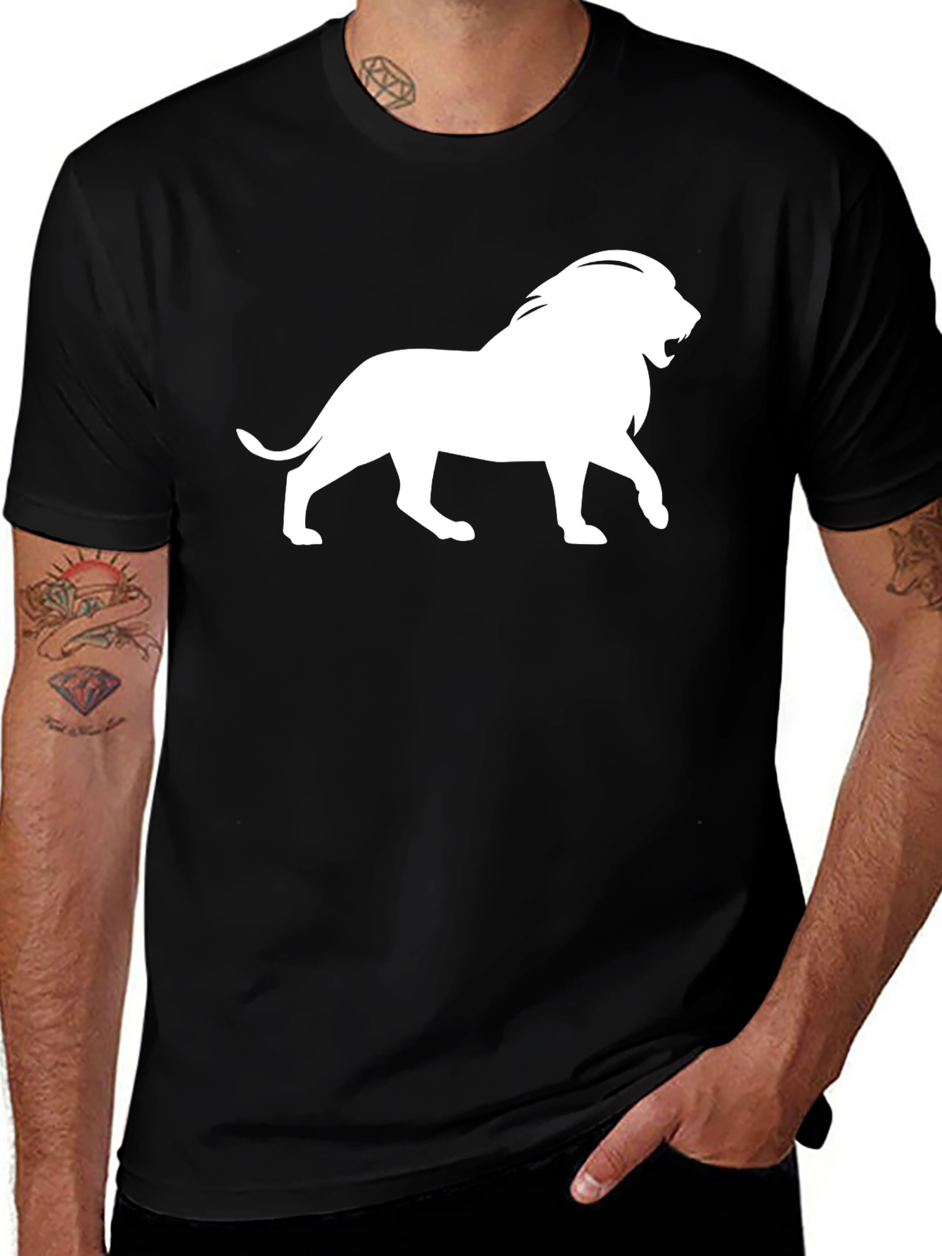 Variant 21 of Lion Graphic Tee - Classic Black Cotton T-Shirt