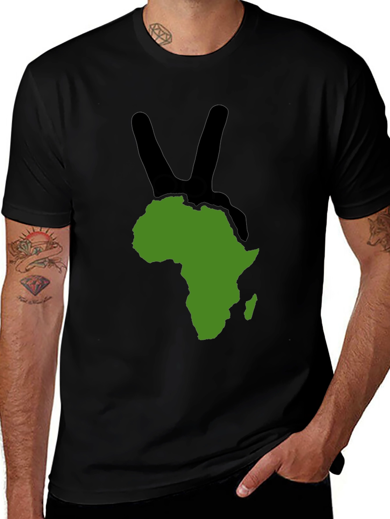 Variant 5 of Africa Peace Sign Graphic Tee - Black