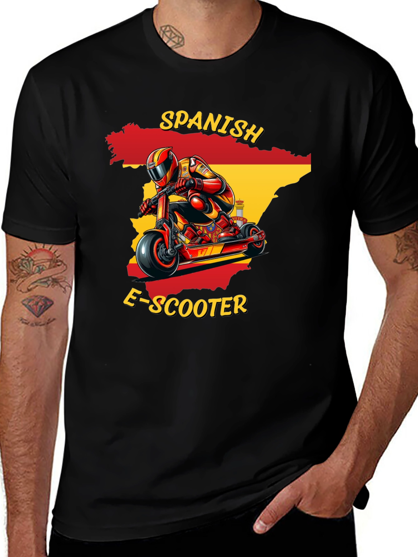 Spanish E-Scooter Rider T-Shirt - Cool Graphic Tee