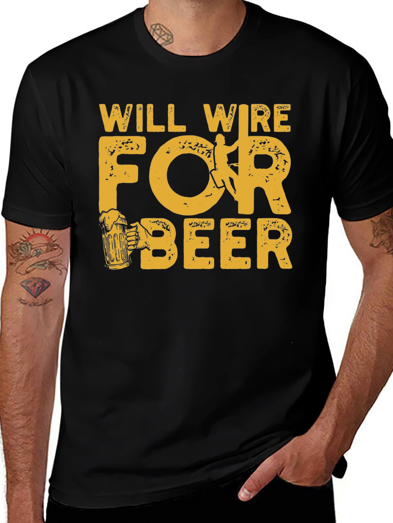 Variant 28 of Will Wire for Beer T-Shirt - Climbing & Craft Beer