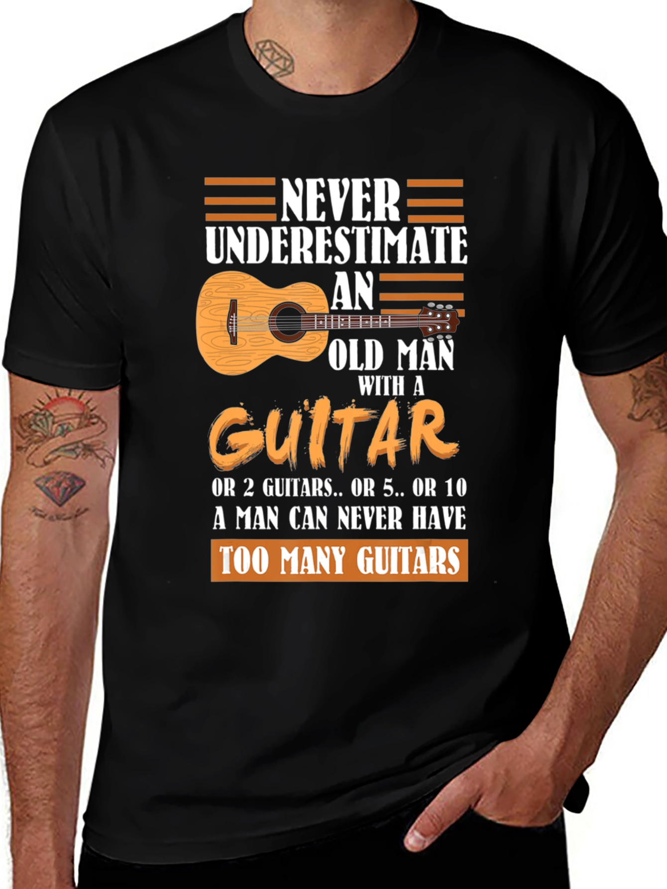 Variant 30 of Never Underestimate Old Man Guitar T-Shirt