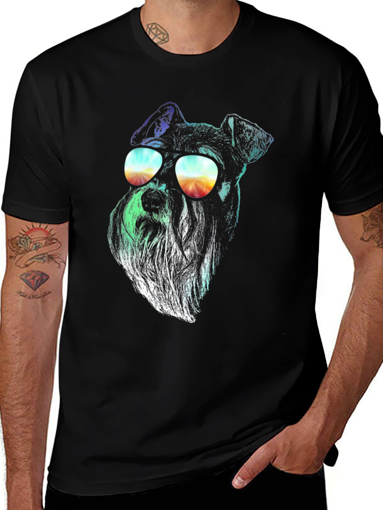 Variant 26 of Cool Dog Graphic Tee - Schnauzer Sunglasses T-Shirt
