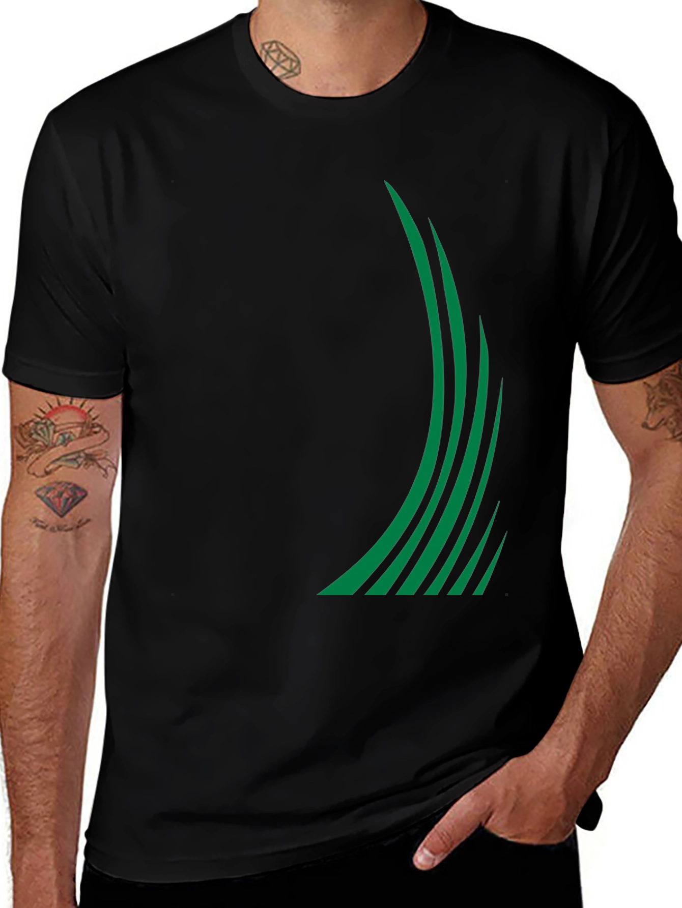 Variant 19 of Modern Green Stripe Graphic Tee