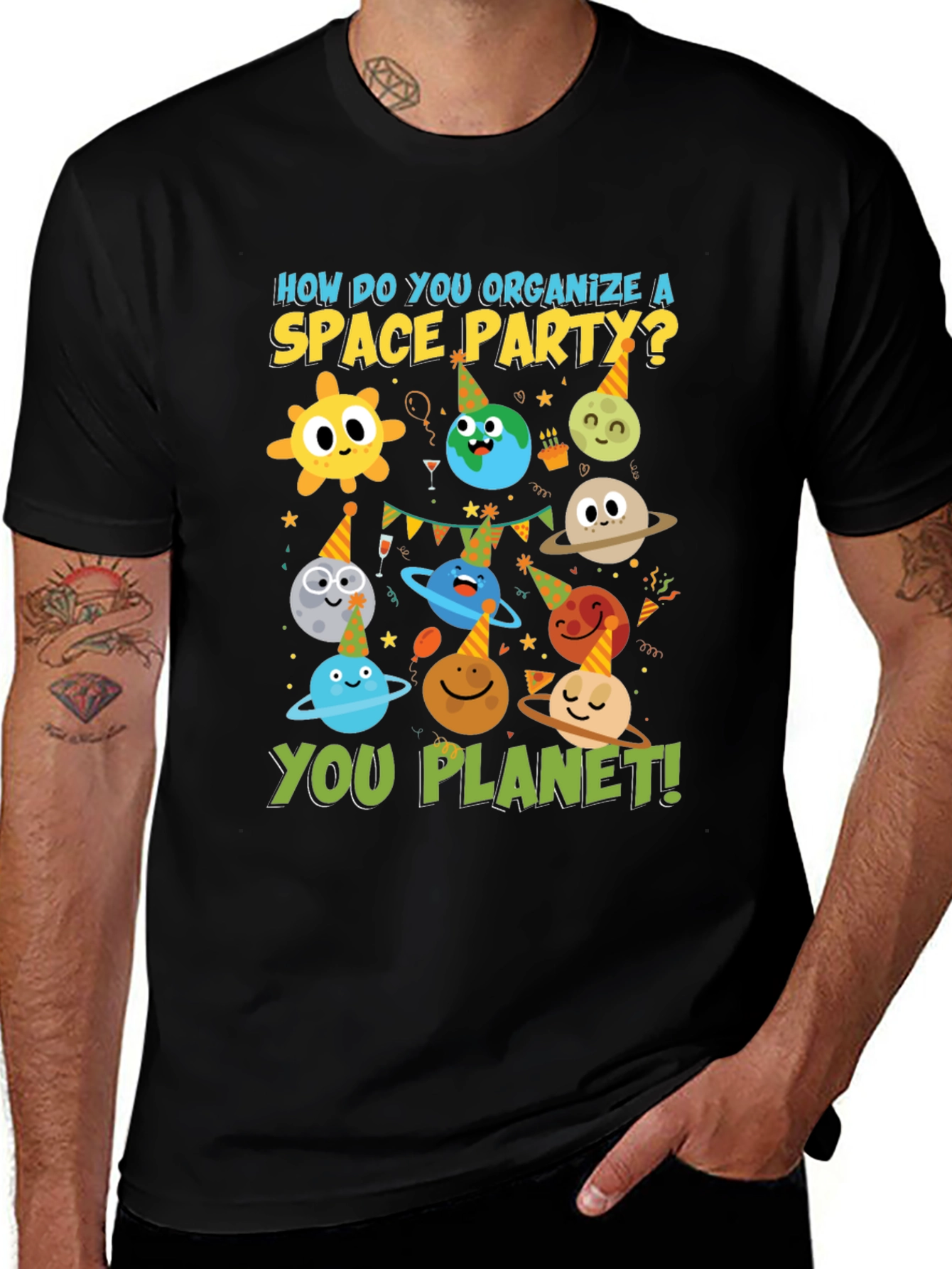 Variant 17 of Space Party T-Shirt, Funny Planets Tee