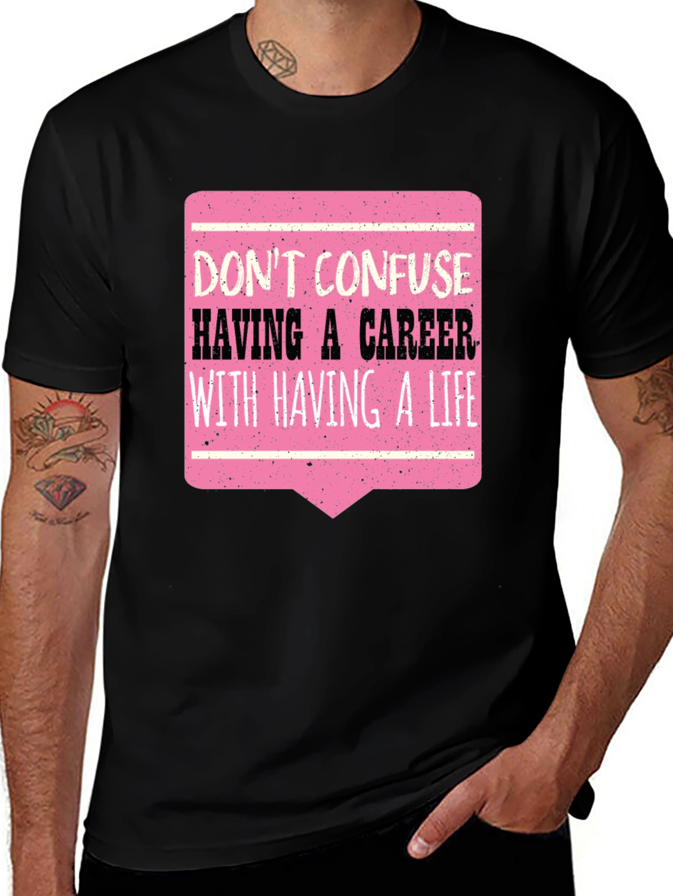 Variant 19 of Career vs Life Graphic Tee - Black Casual T-Shirt