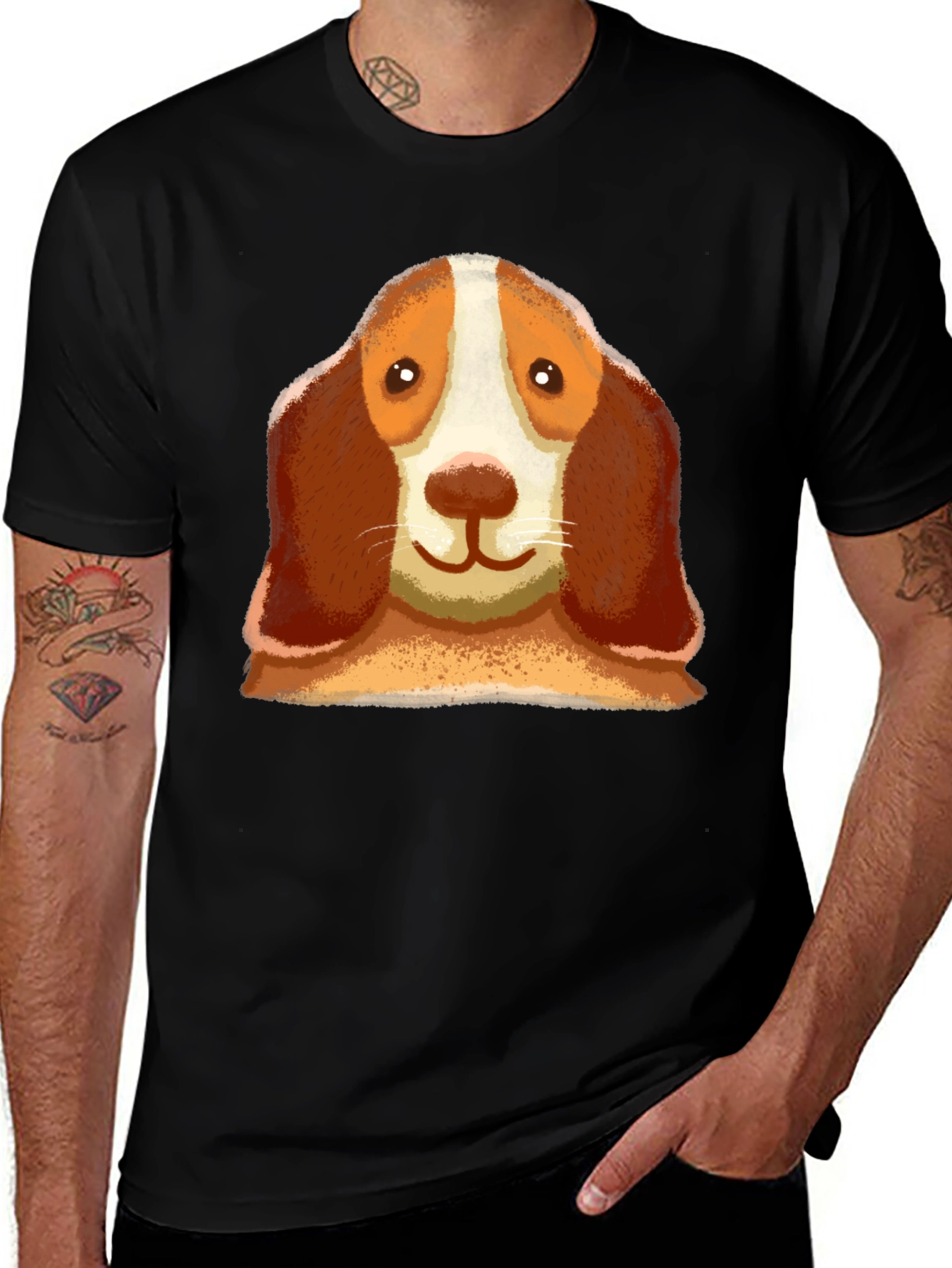 Variant 18 of Dog Face Graphic Black T-Shirt