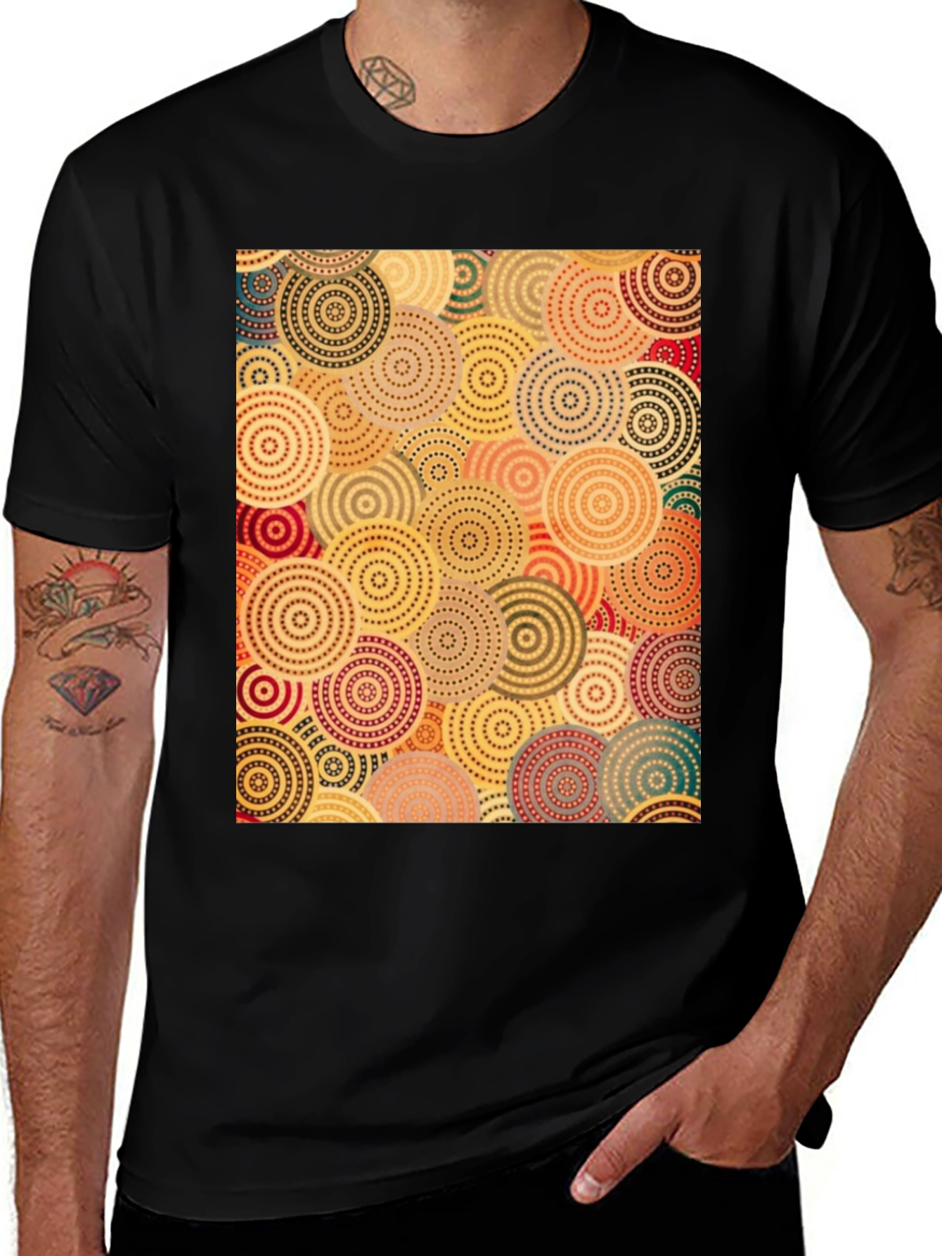Variant 7 of Abstract Circle Pattern Black T-Shirt