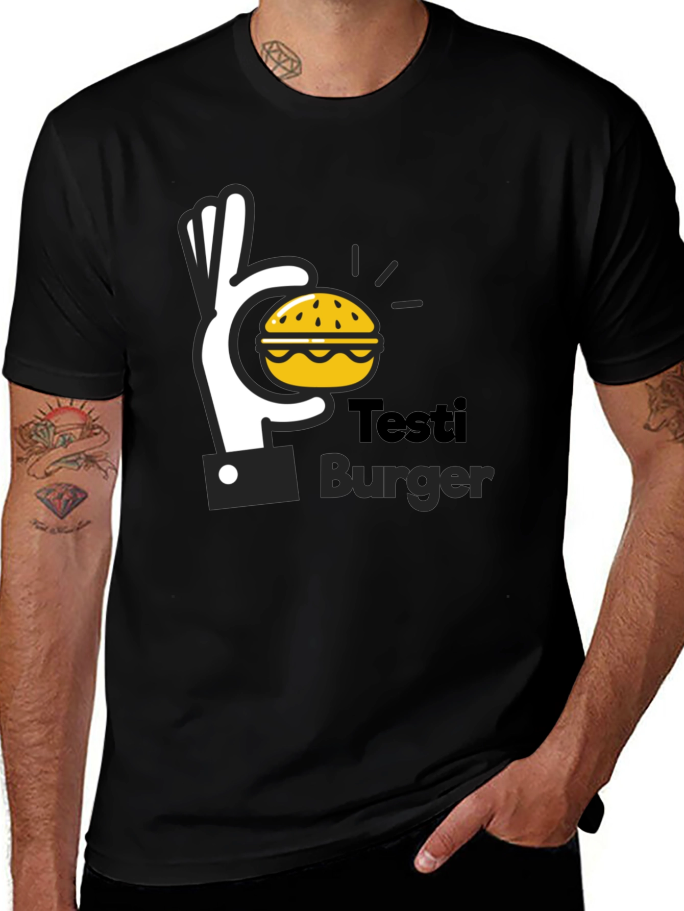 Variant 6 of Testi Burger Graphic Tee - Unisex Black T-Shirt
