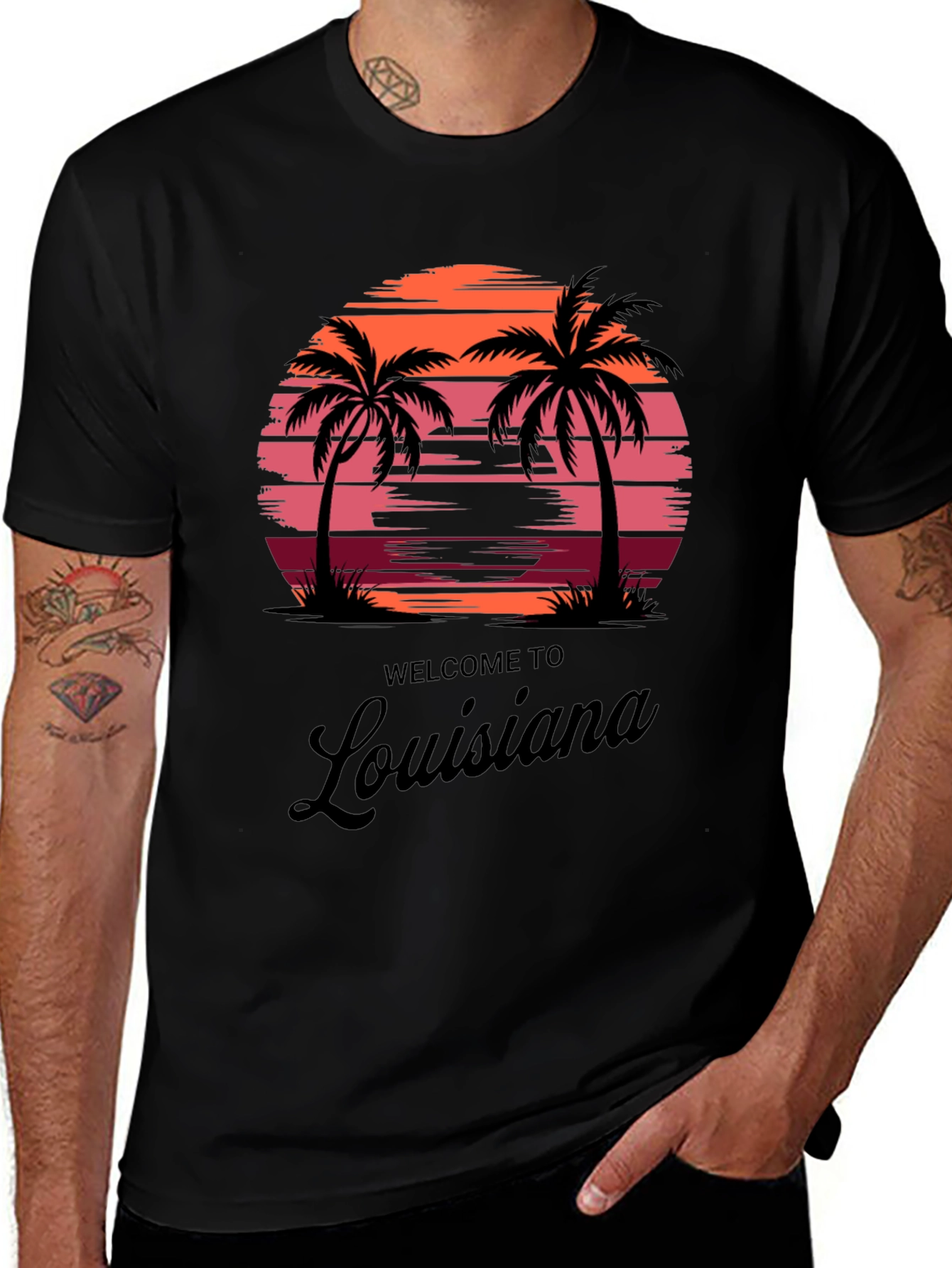 Welcome to Louisiana Palm Tree Sunset T-Shirt