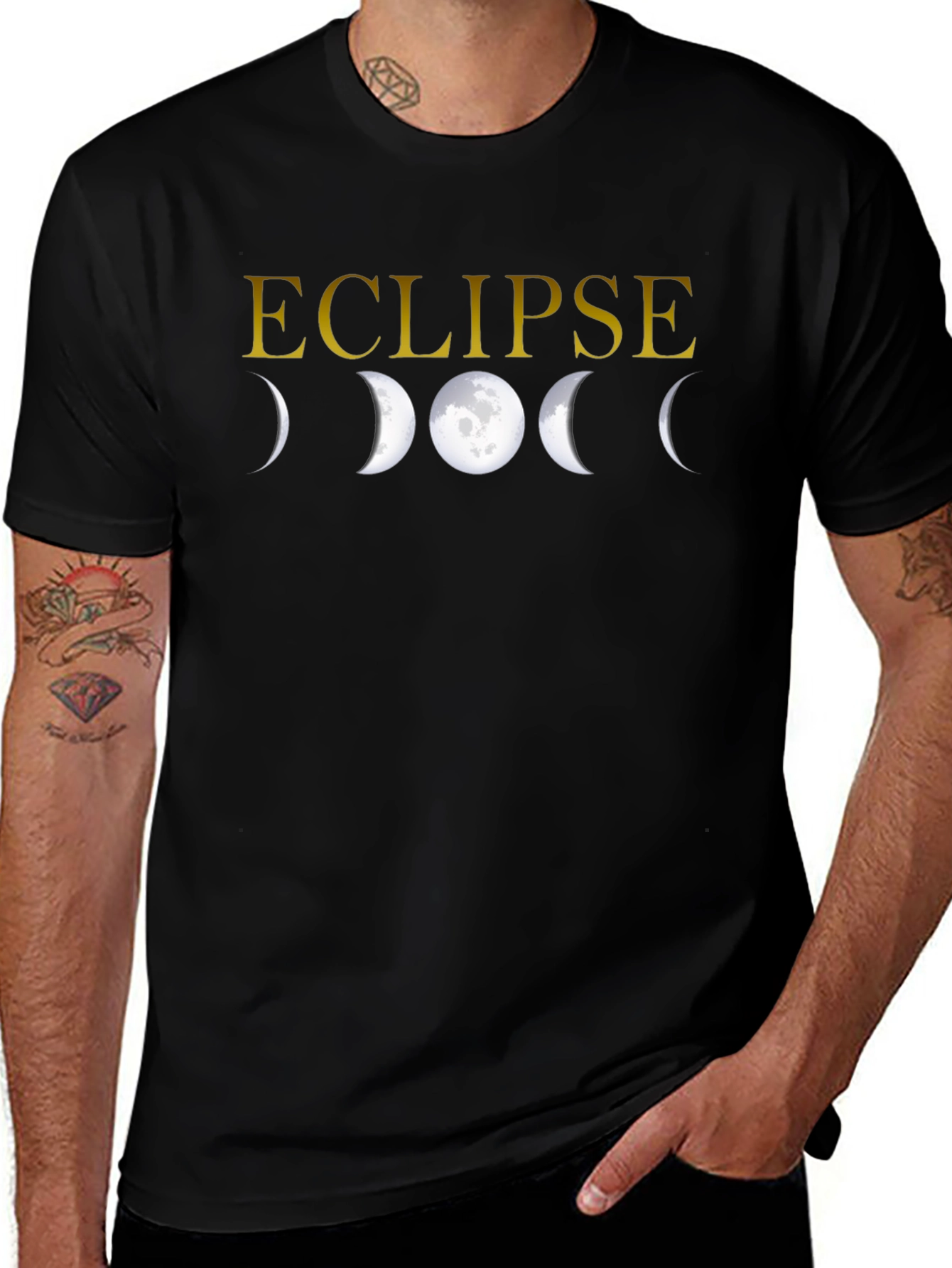 Variant 6 of Eclipse Moon Phases Black T-Shirt