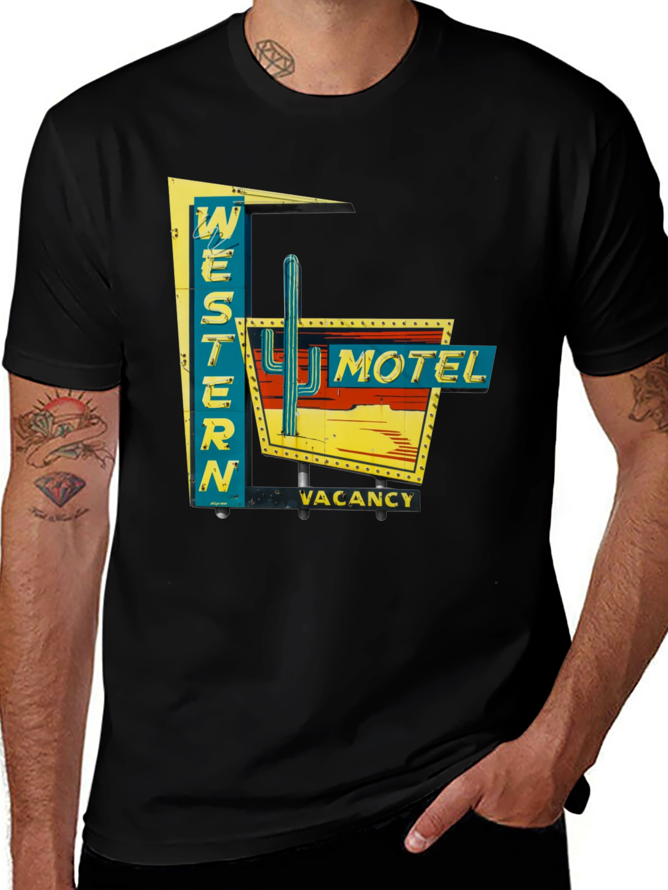 Variant 5 of Western Motel Graphic Tee - Retro Vacancy T-Shirt