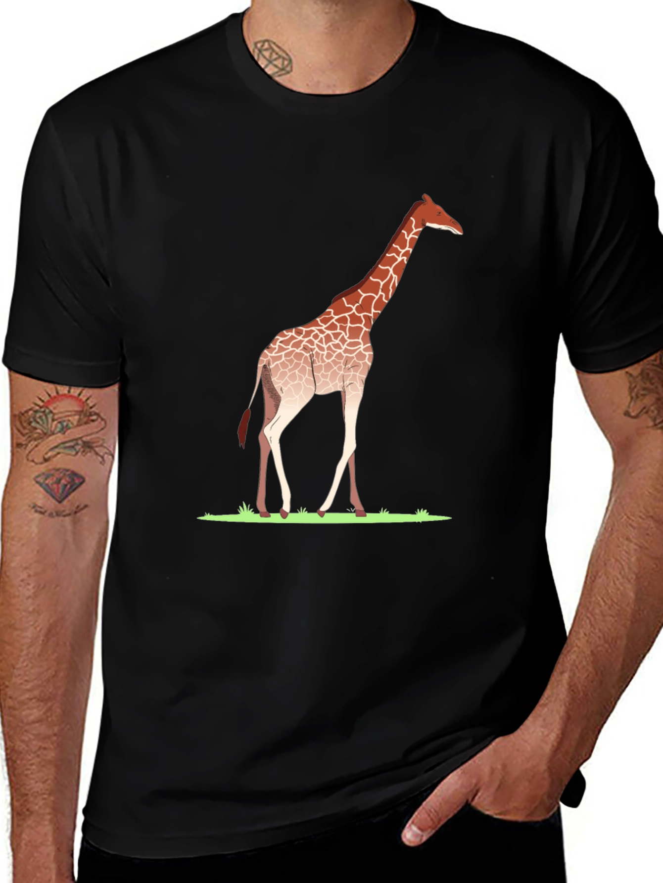 Variant 20 of Giraffe Graphic Tee - Black Casual T-Shirt