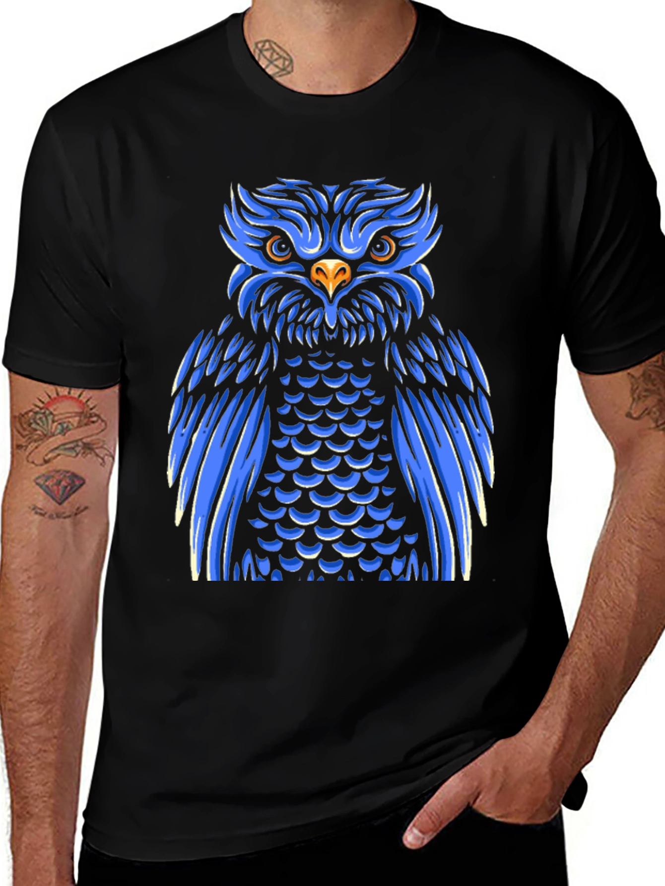 Variant 18 of Blue Owl Graphic T-Shirt - Men's Crew Neck Tee