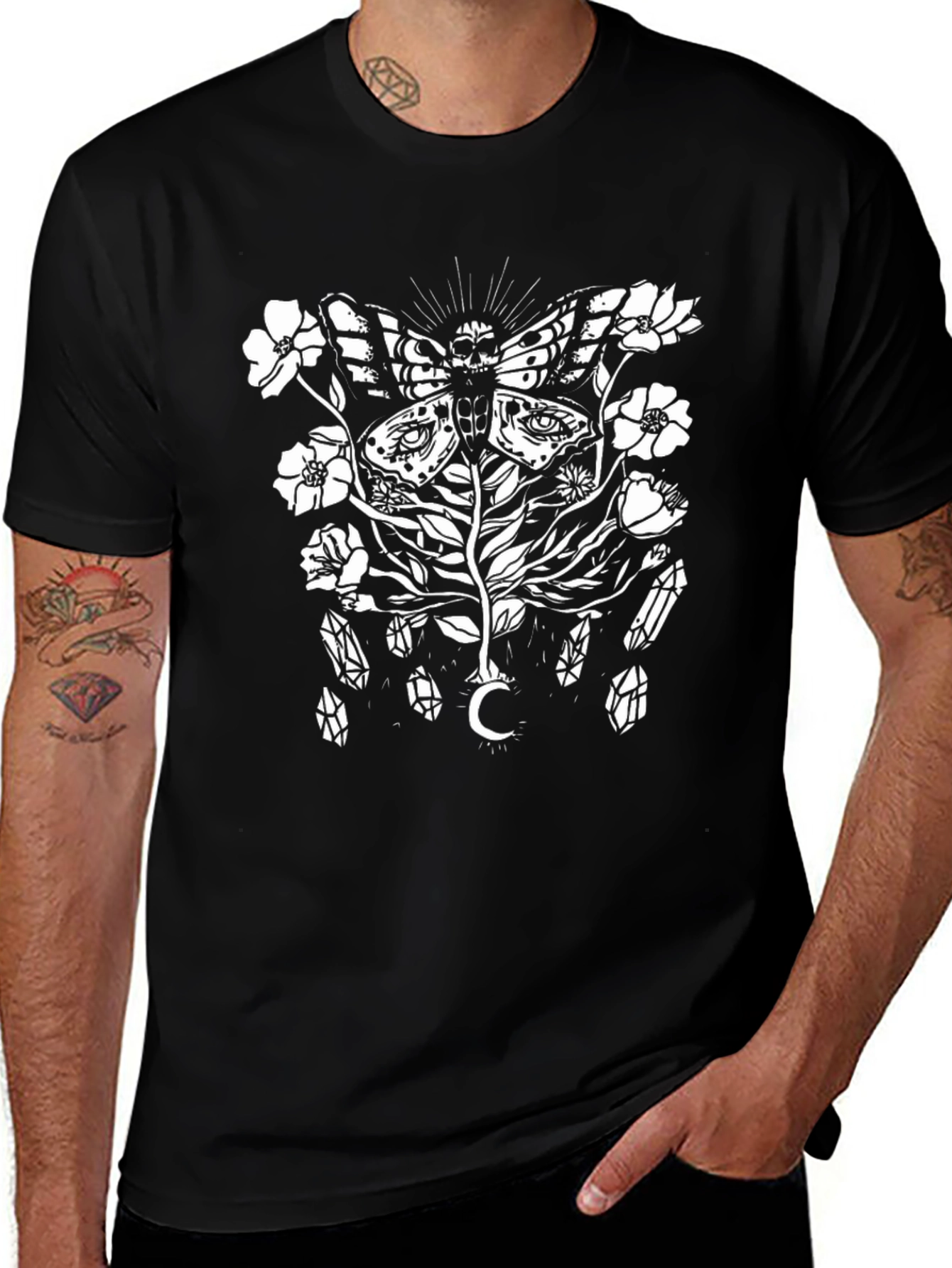 Mystic Moth Graphic Tee - Black Cotton T-Shirt