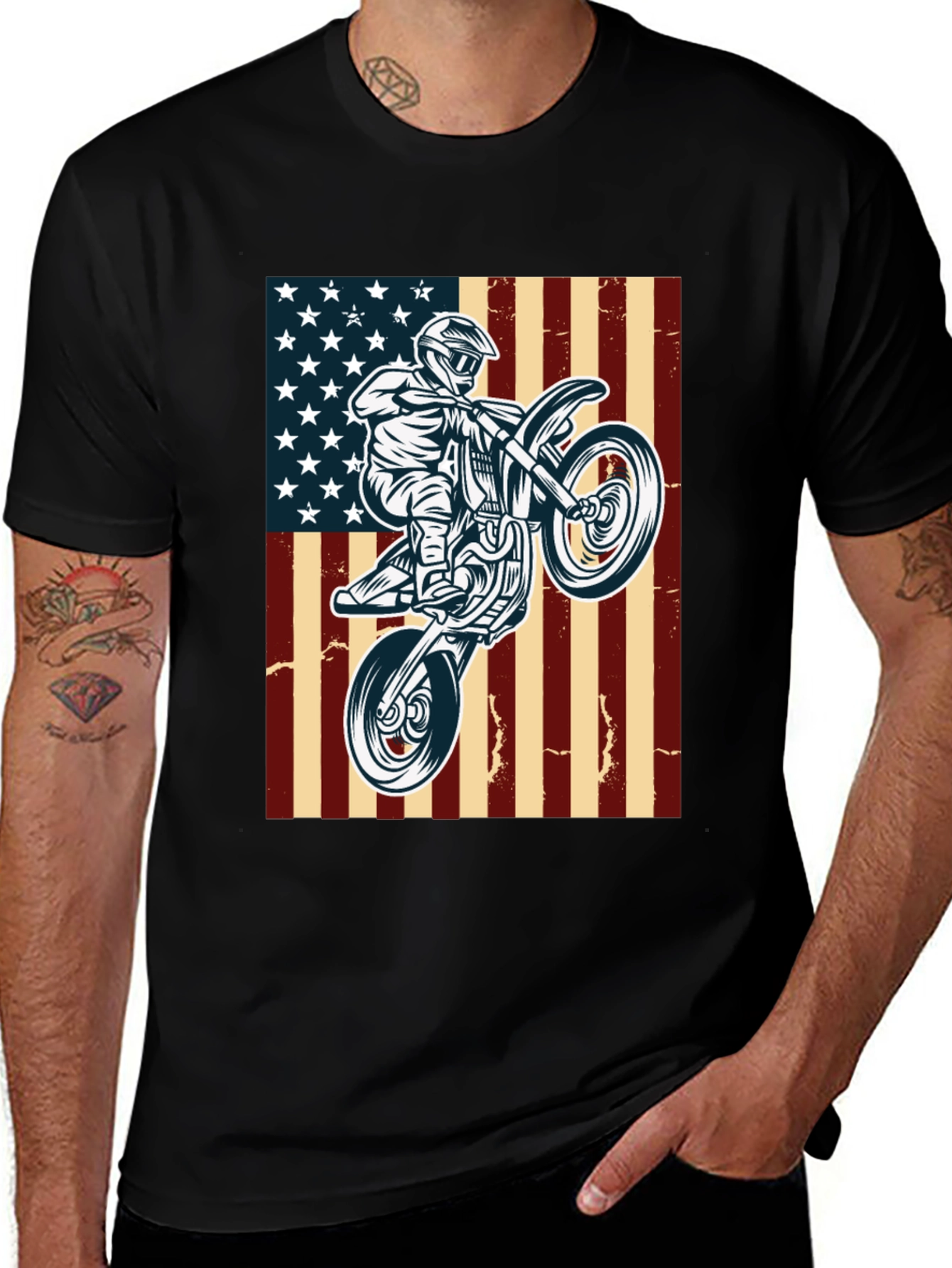 Variant 5 of American Motocross T-Shirt Patriotic Dirt Bike Tee