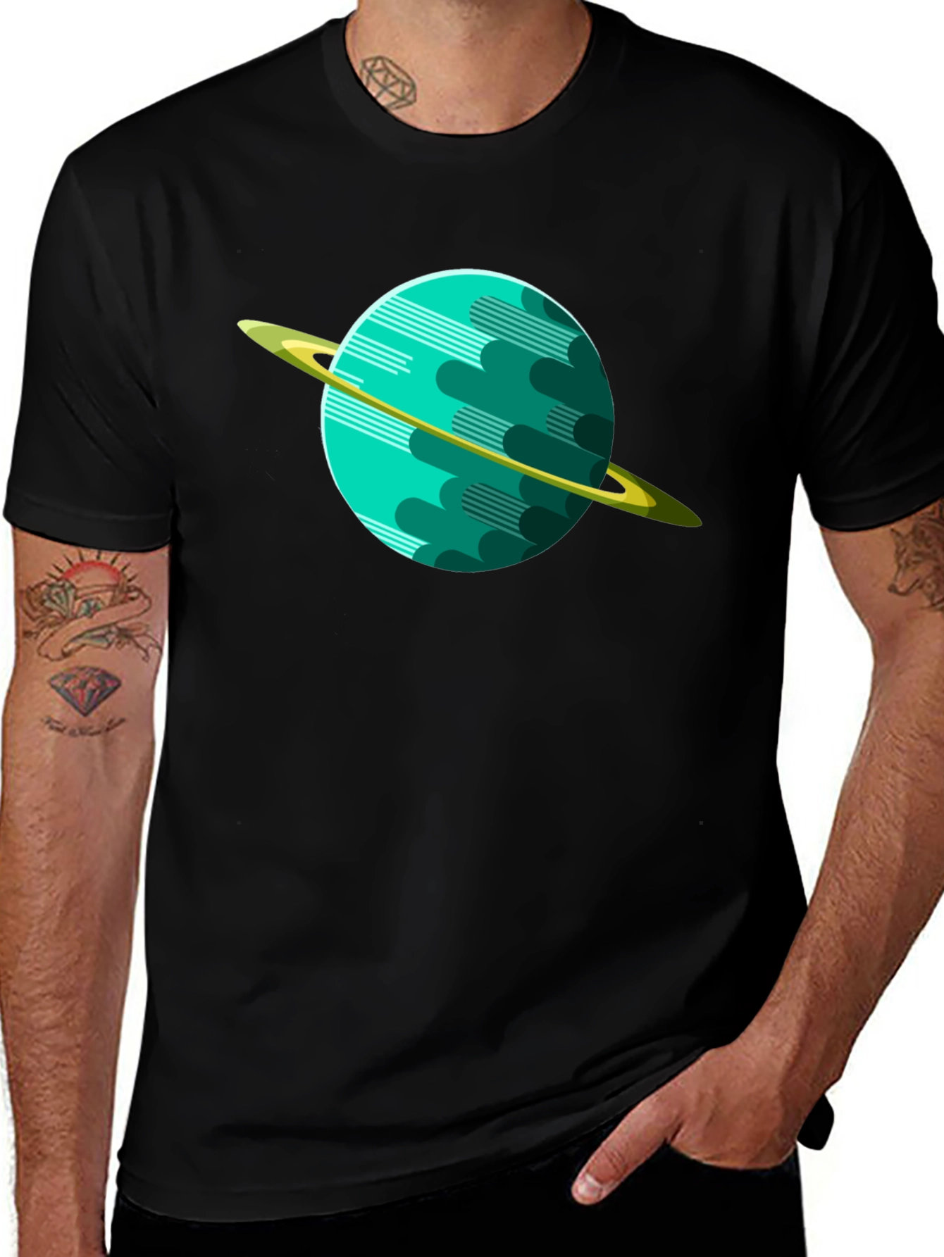 Variant 17 of Planet Graphic Tee - Black Cotton Shirt