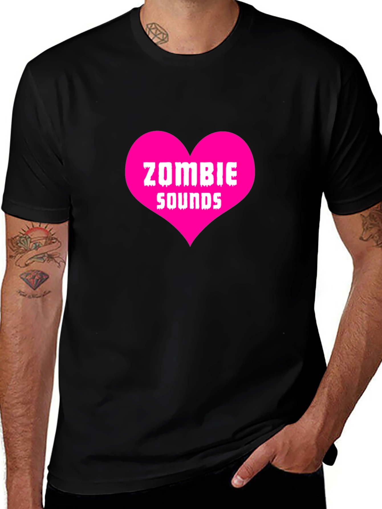 Variant 12 of Zombie Sounds Heart Graphic Black T-Shirt