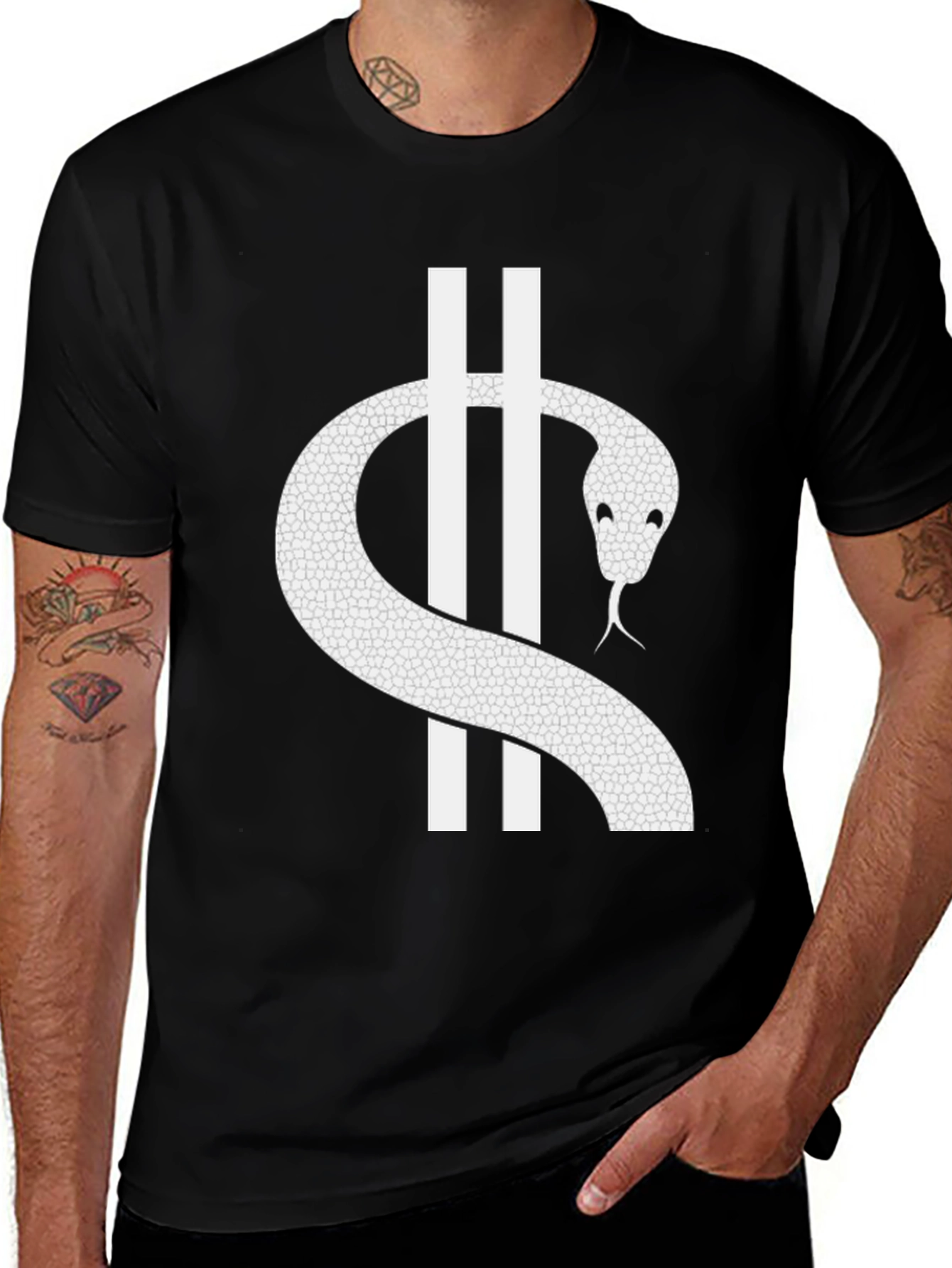 Variant 11 of Snake Graphic Tee - Black Cotton Blend