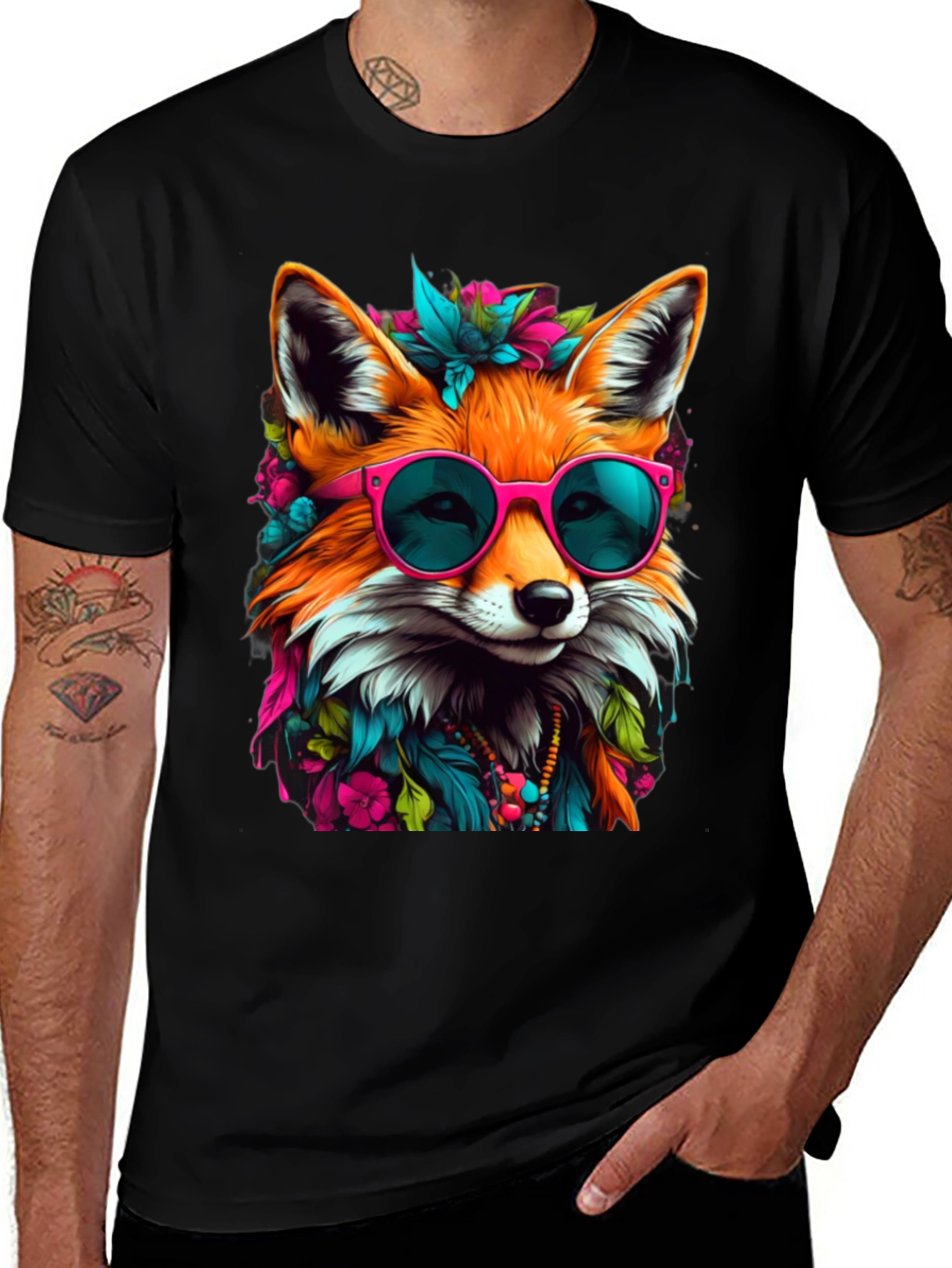 Variant 18 of Fox with Sunglasses Graphic Tee - Stylish Animal Print