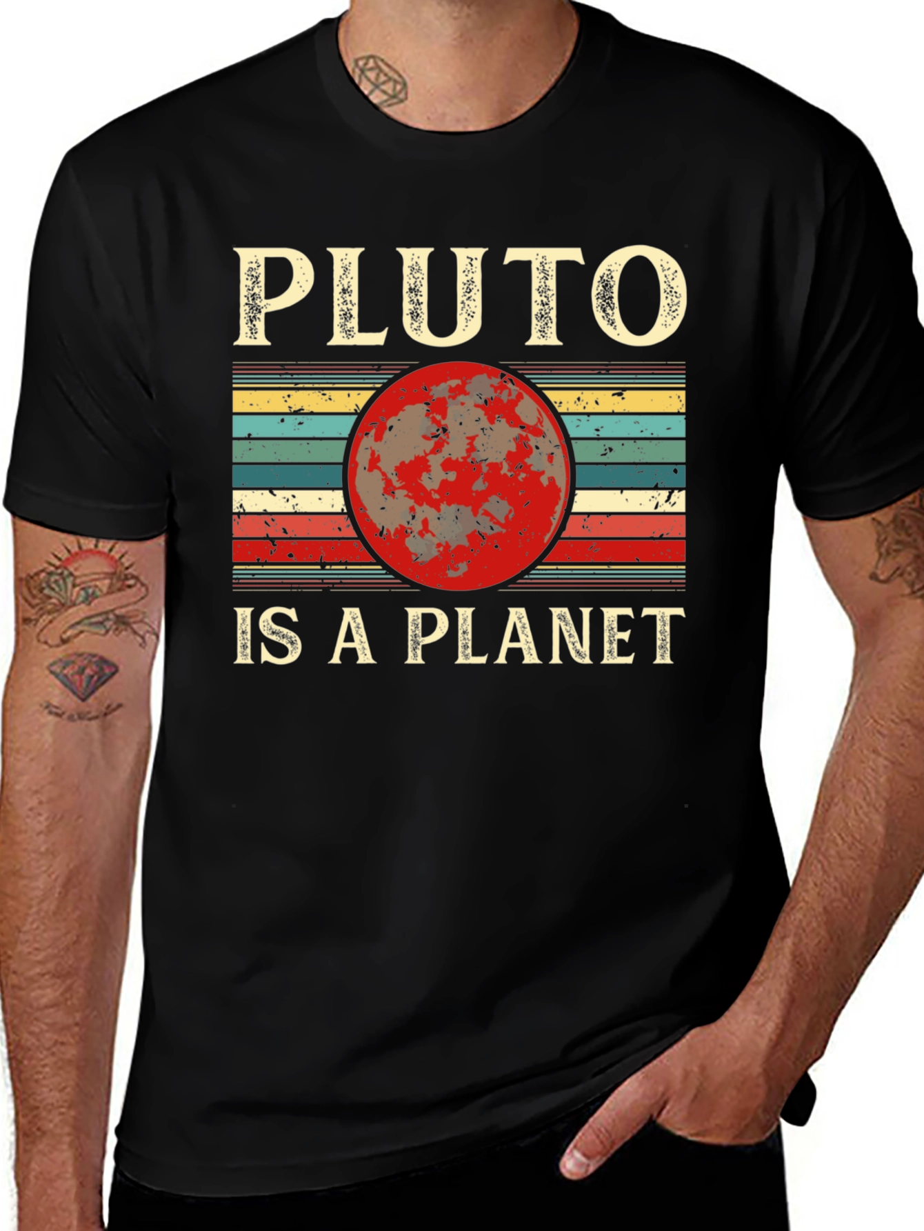 Variant 28 of Pluto Is A Planet Retro Graphic Tee