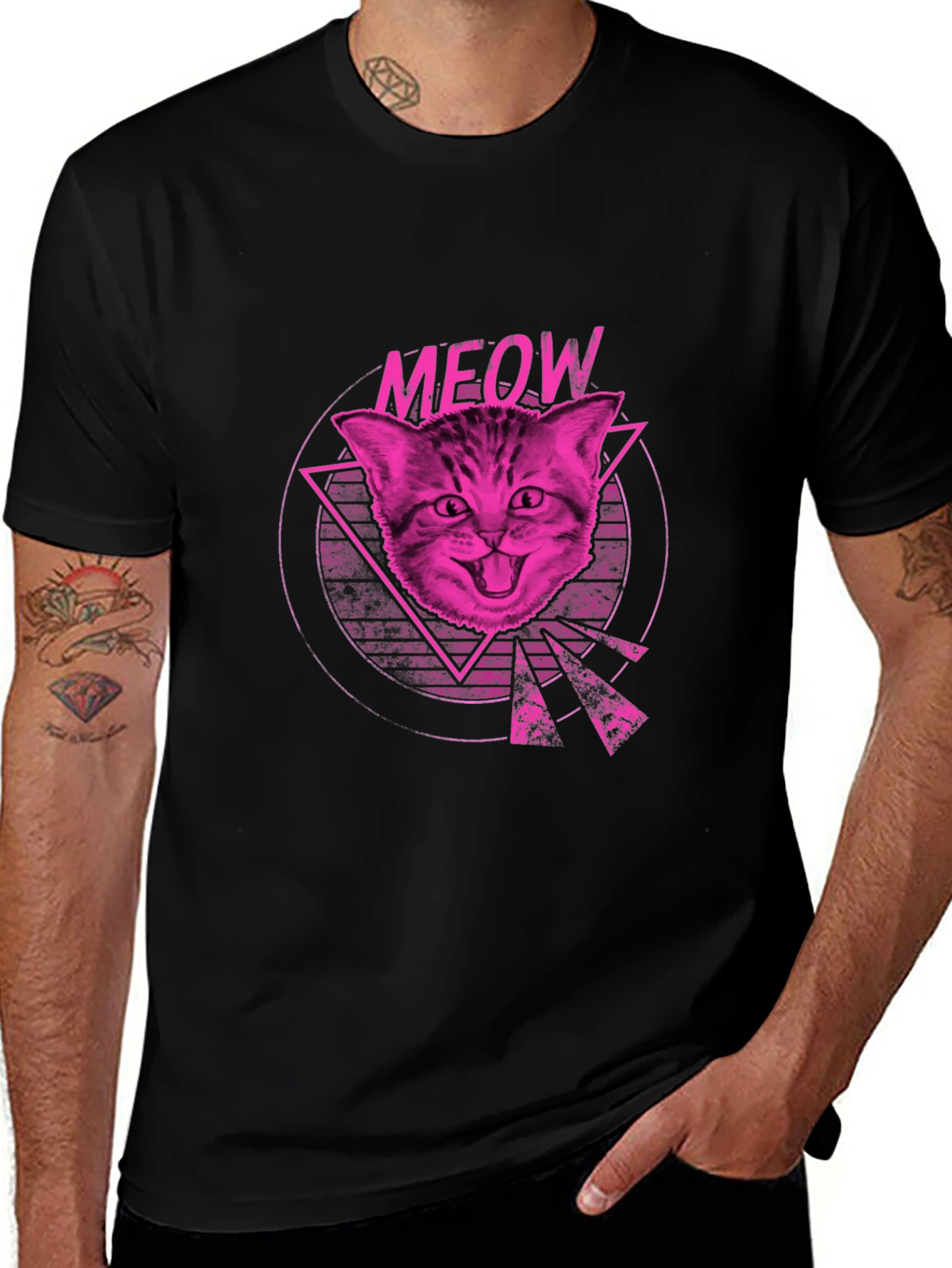 Variant 2 of Retro Meow T-Shirt - Cat Lover Tee