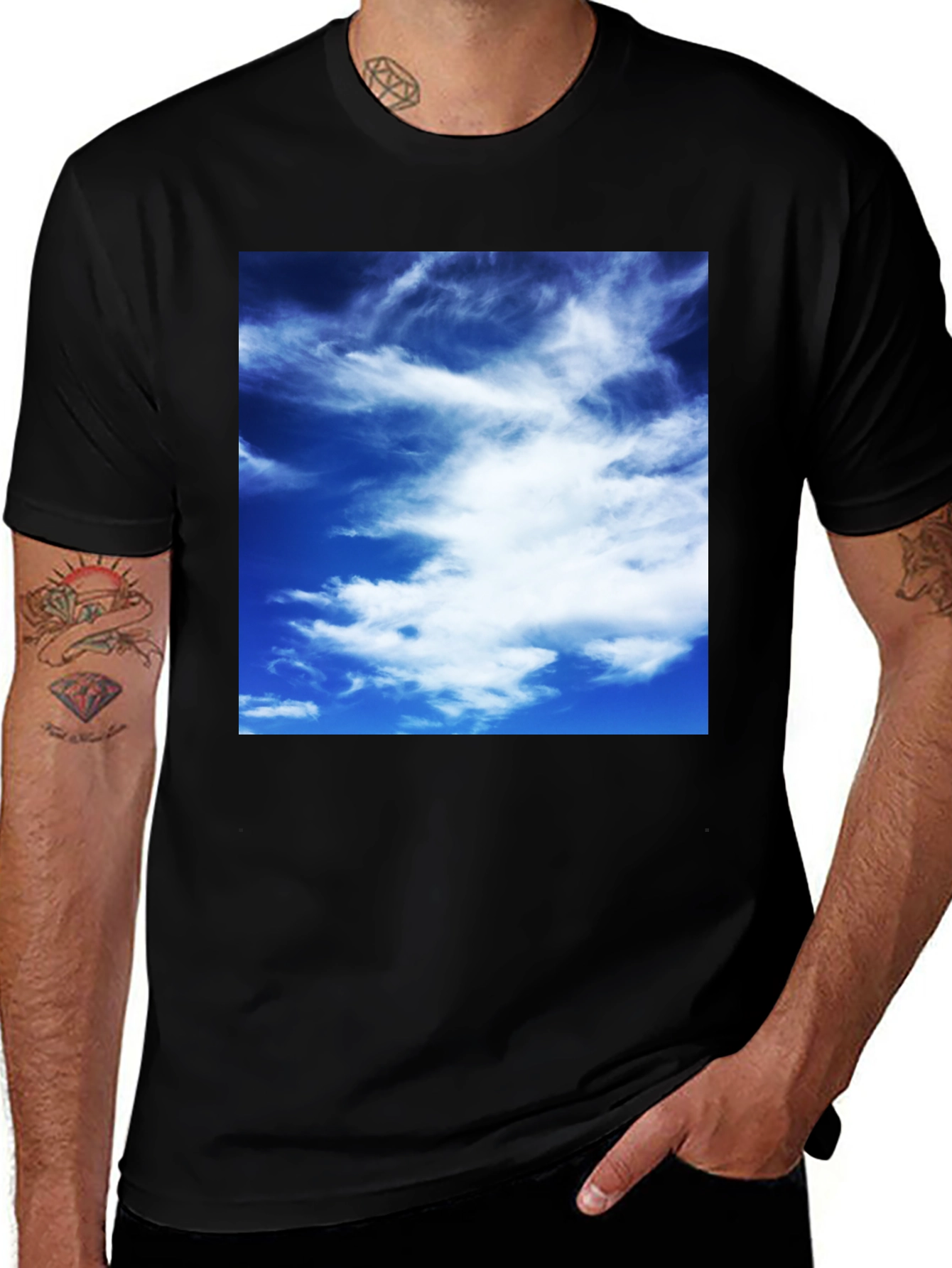 Variant 14 of Sky Print Black T-Shirt