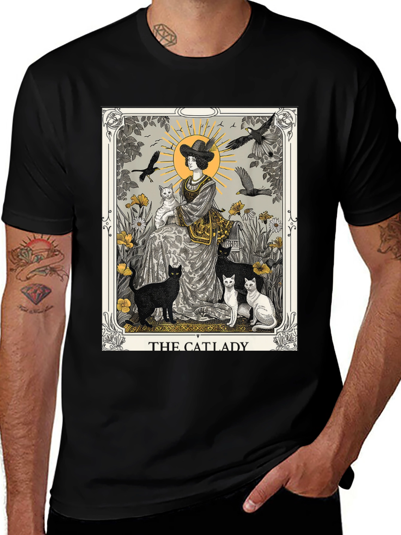 Variant 5 of The Catlady Tarot Card T-Shirt - Unisex Graphic Tee