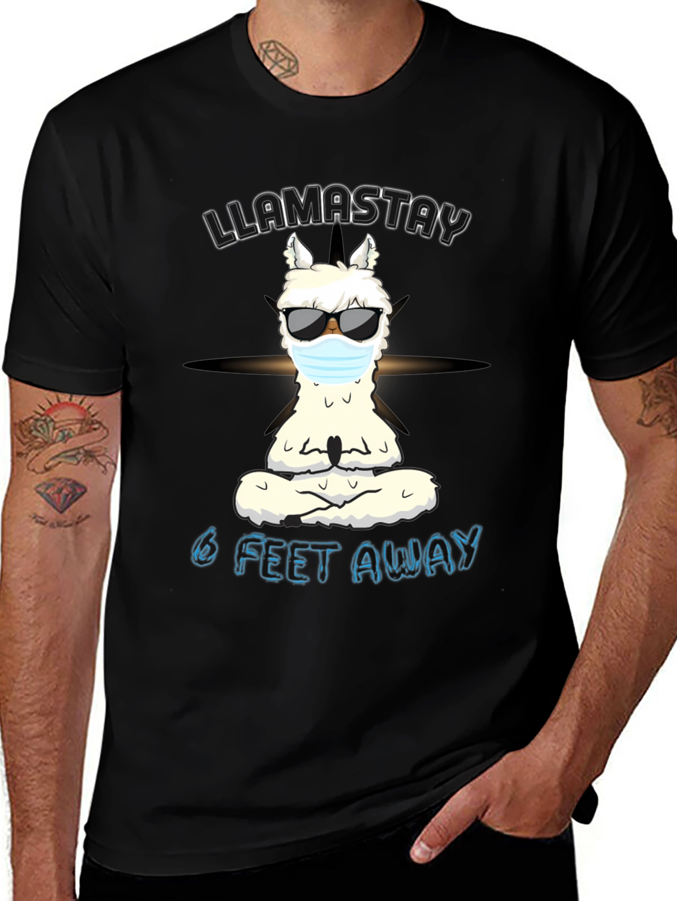 Variant 2 of Llamastay 6 Feet Away Graphic Tee