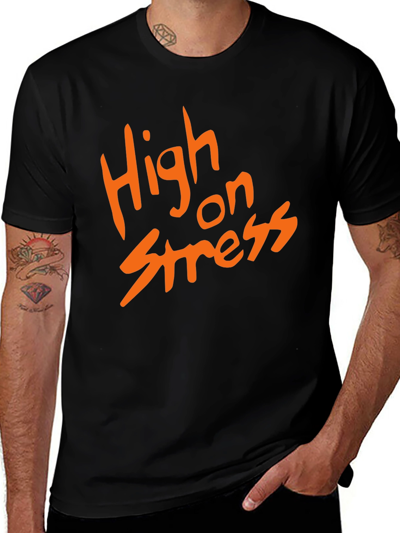 Variant 6 of High on Stress Graphic T-Shirt - Black