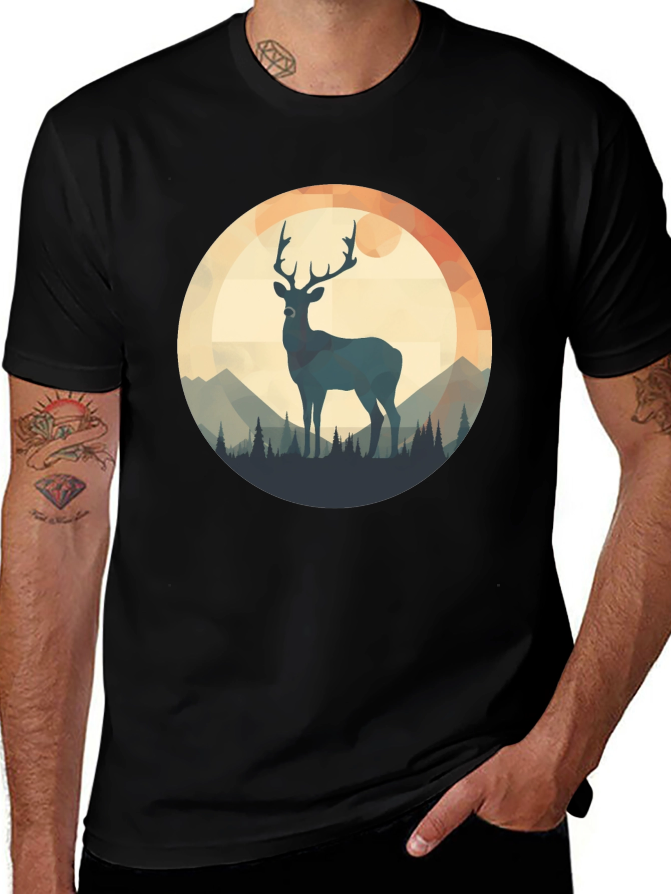 Deer Silhouette T-Shirt - Nature Design