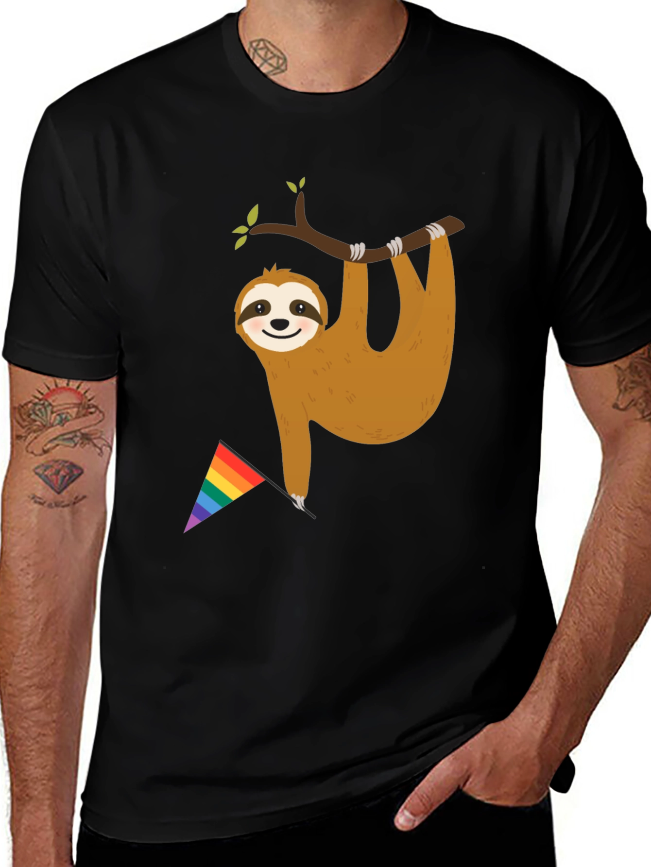 Variant 9 of Sloth Pride T-Shirt - LGBTQ+ Rainbow Flag