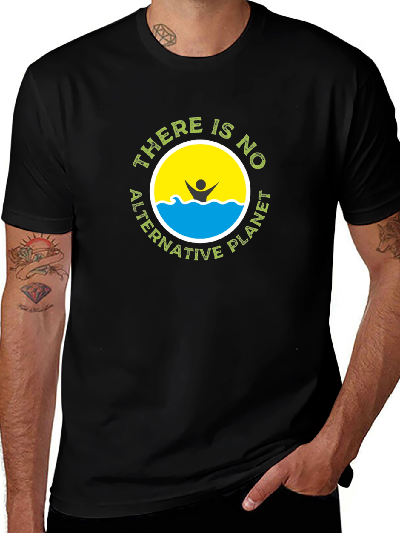 Variant 25 of Eco-Friendly "No Alternative Planet" Black T-Shirt