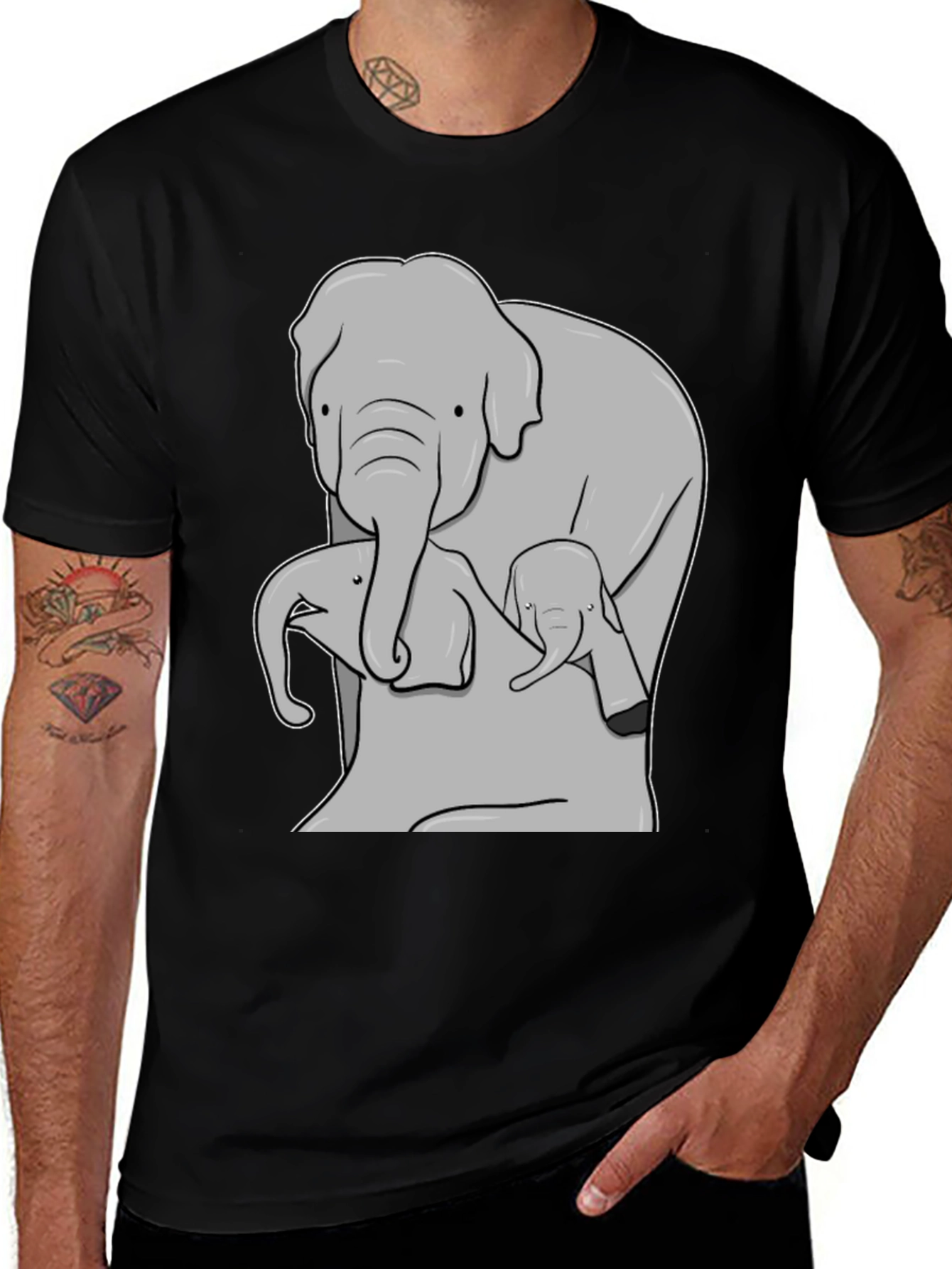 Variant 10 of Elephant Family Graphic Print T-Shirt