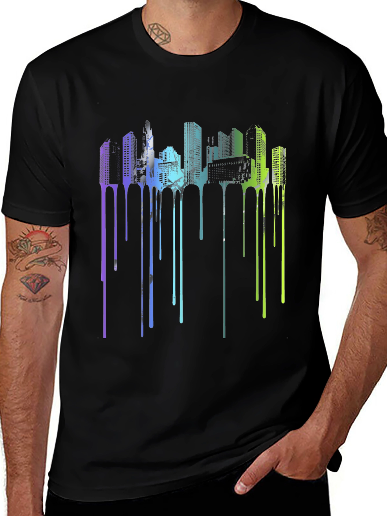 Variant 14 of Abstract Cityscape Drip Tee