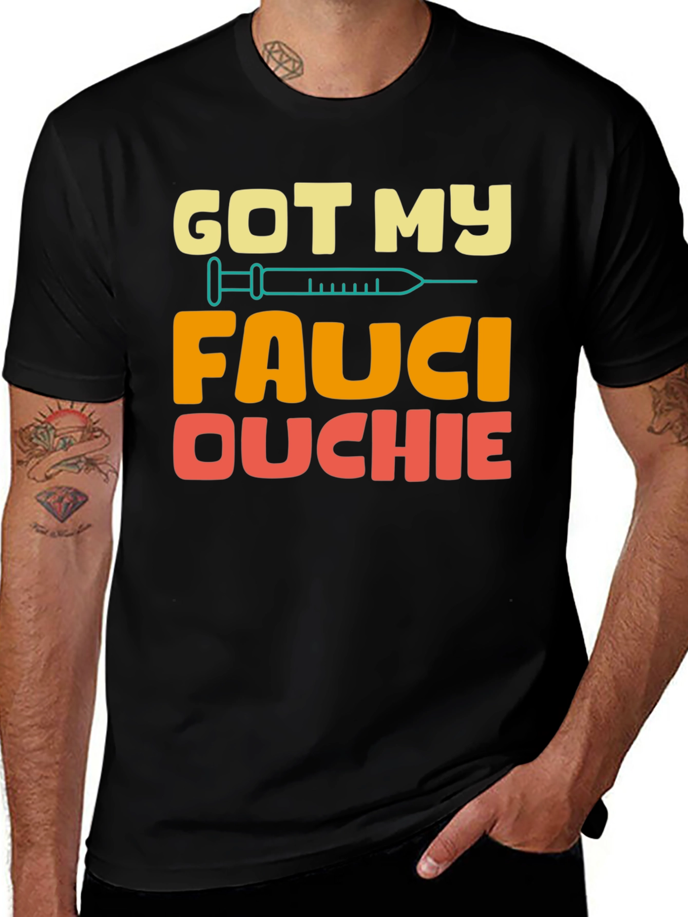 Got My Fauci Ouchie T-Shirt - Novelty Vaccine Humor Tee