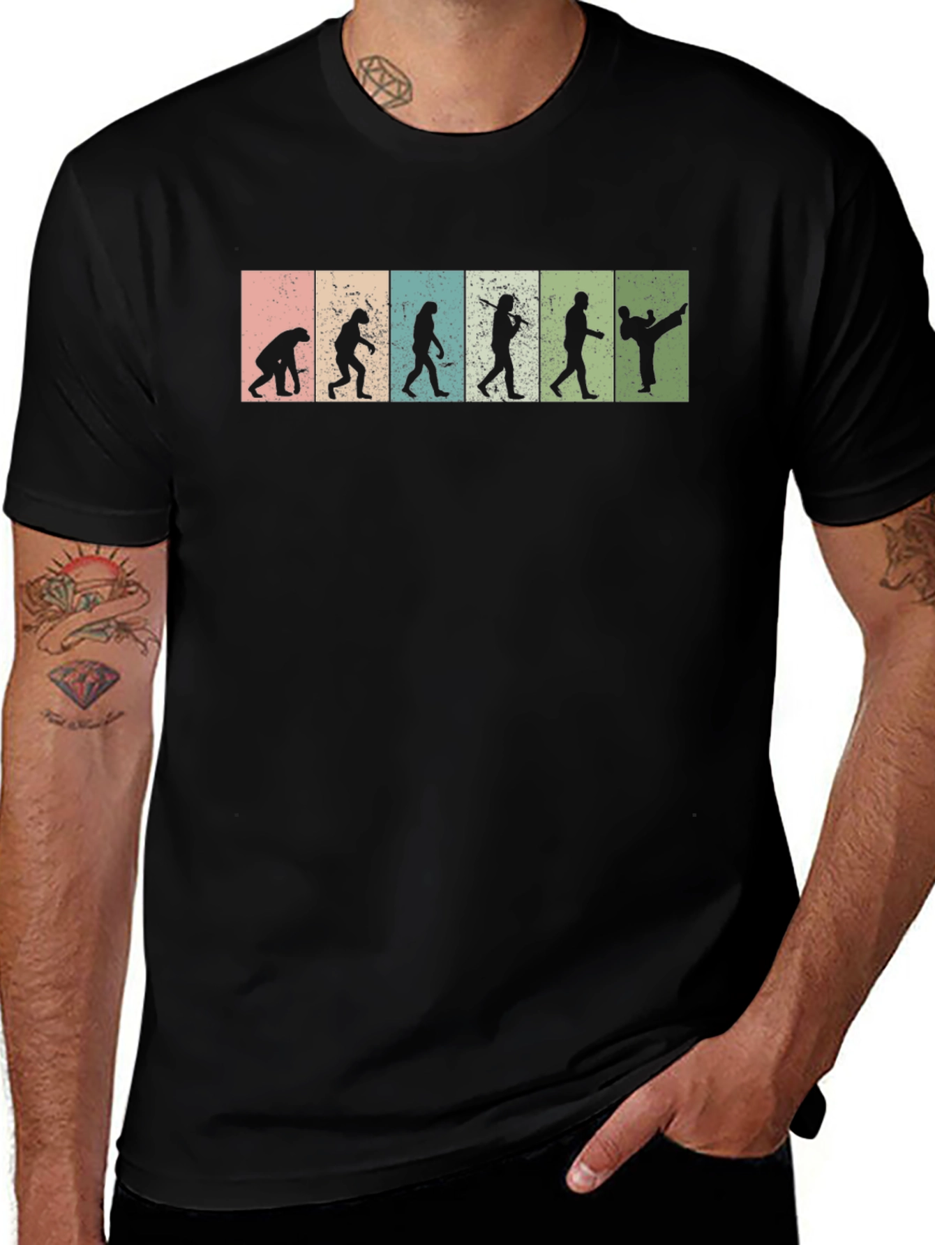 Variant 15 of Evolution of Martial Arts T-Shirt - Black