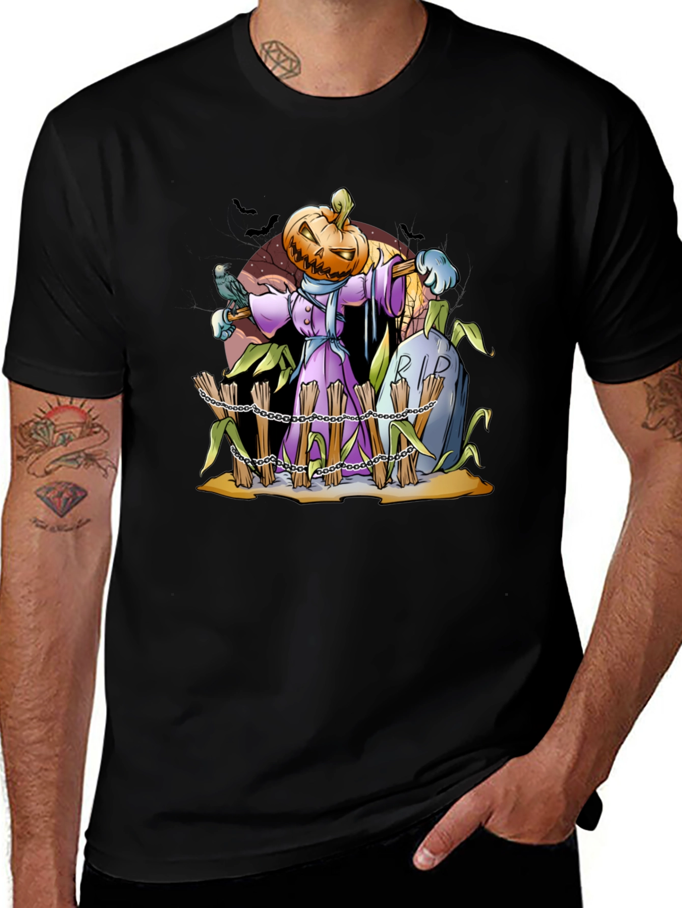 Pumpkin Scarecrow T-Shirt - Halloween Graphic Tee