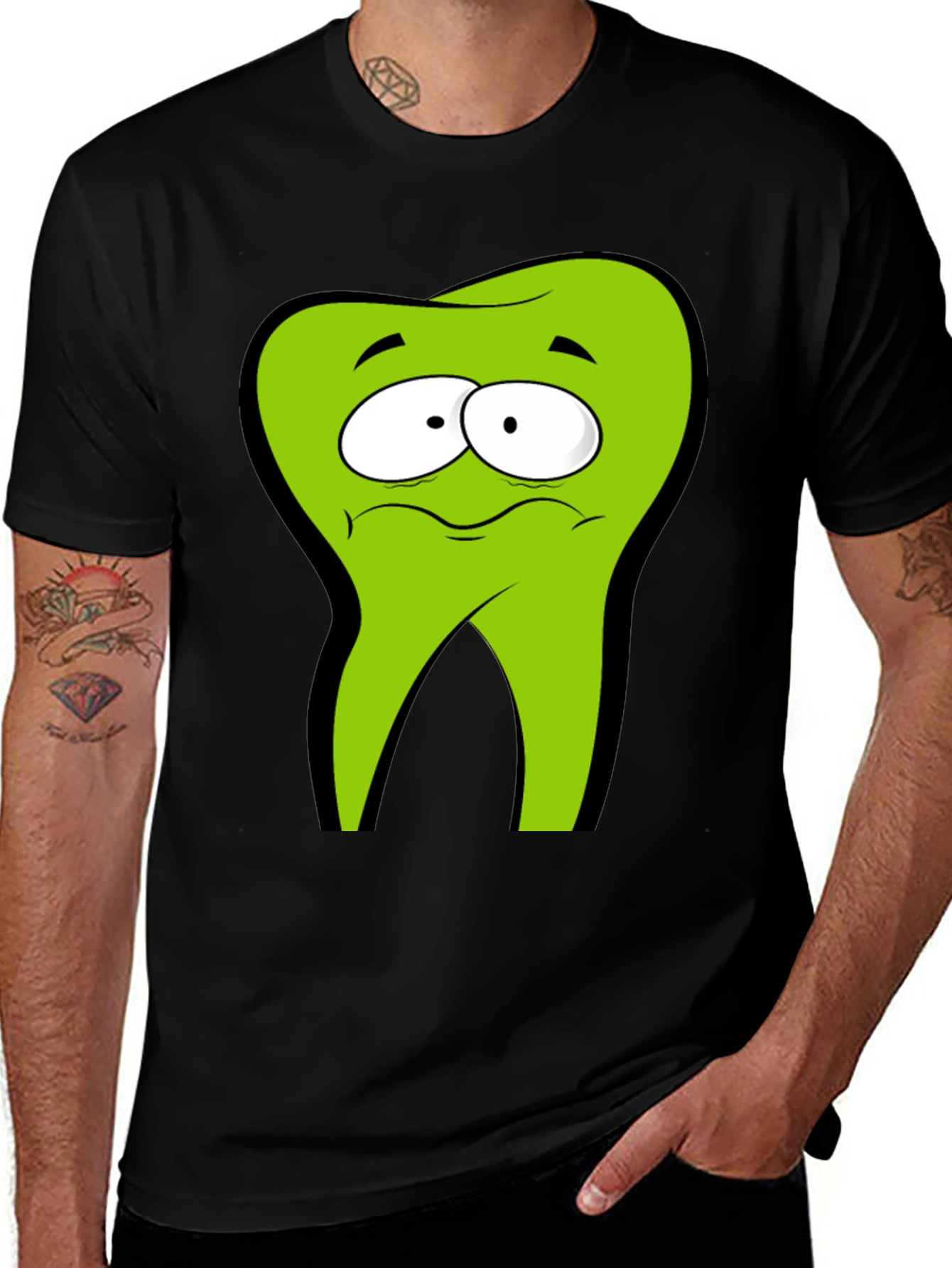Variant 15 of Funny Cartoon Tooth Black T-Shirt