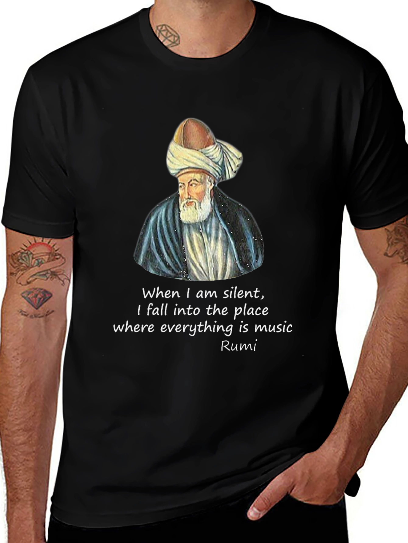 Rumi Quote T-Shirt - Music of Silence Graphic Tee