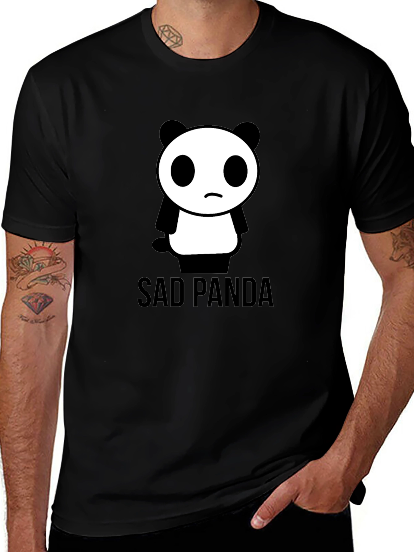 Variant 8 of Sad Panda Graphic Tee - Black T-Shirt