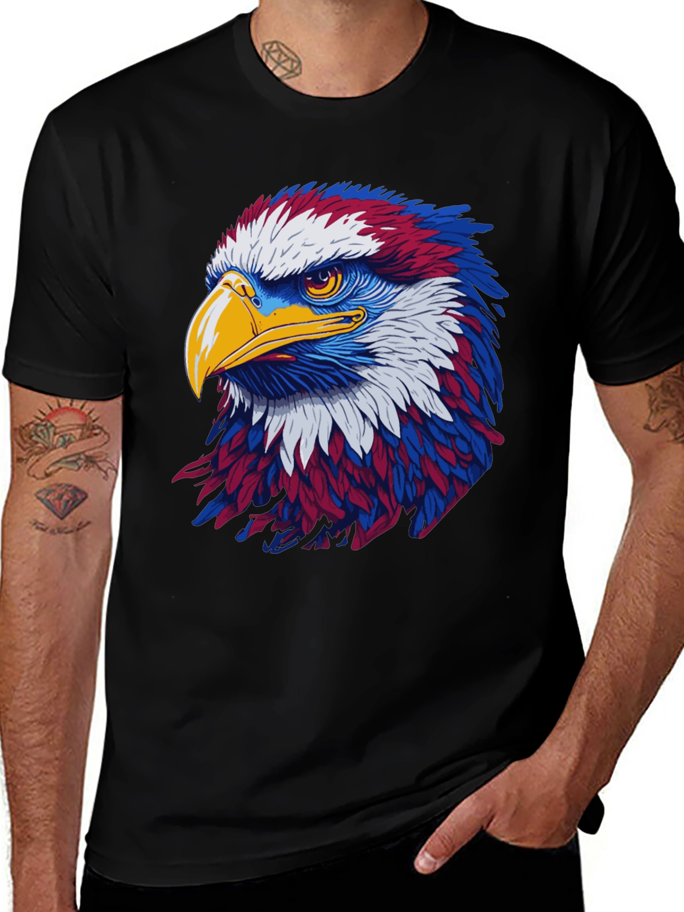 Variant 29 of Patriotic Eagle Graphic Black T-Shirt