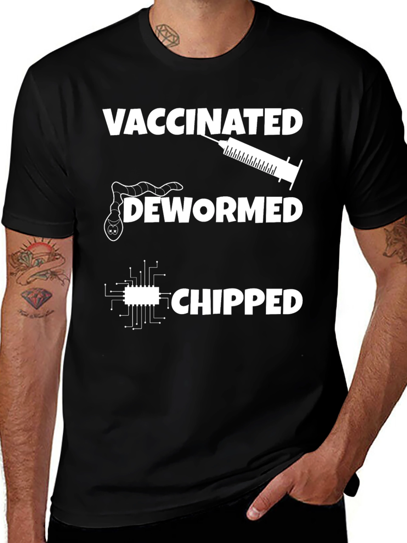 Vaccinated Dewormed Chipped Graphic T-Shirt