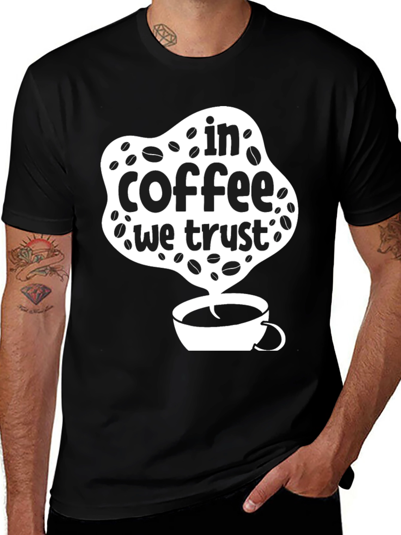 Variant 18 of In Coffee We Trust Graphic T-Shirt - Stylish Black Tee