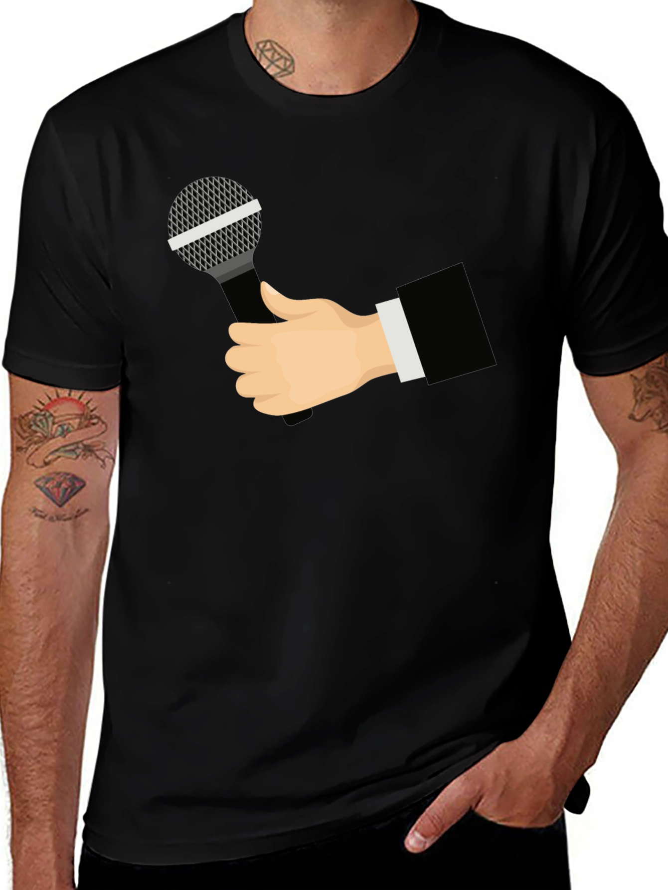 Black Mic Check T-Shirt - Black Graphic Tee main image