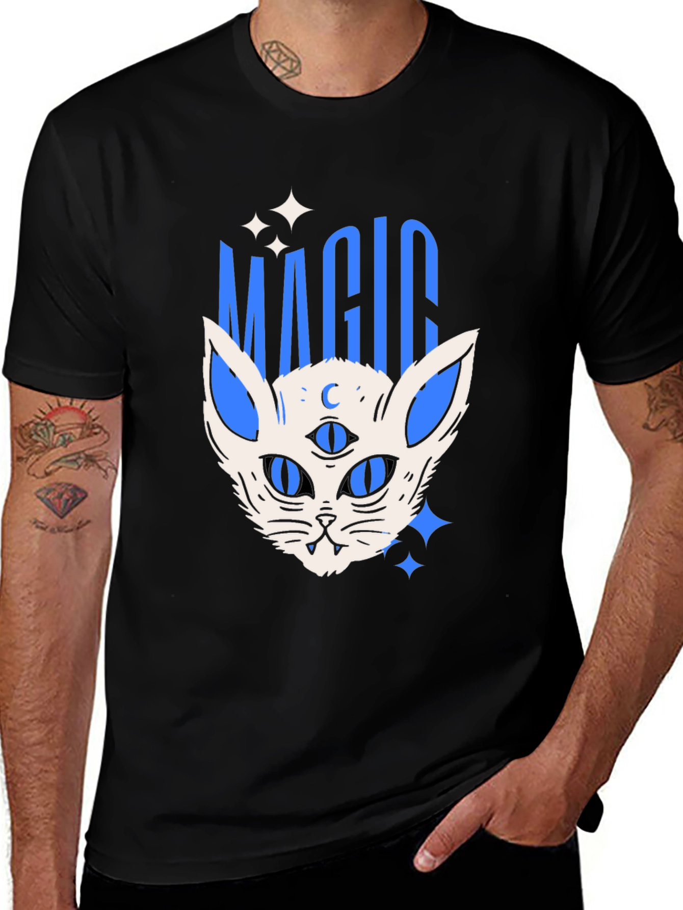 Variant 16 of Magic Cat Graphic Tee - Unique Design